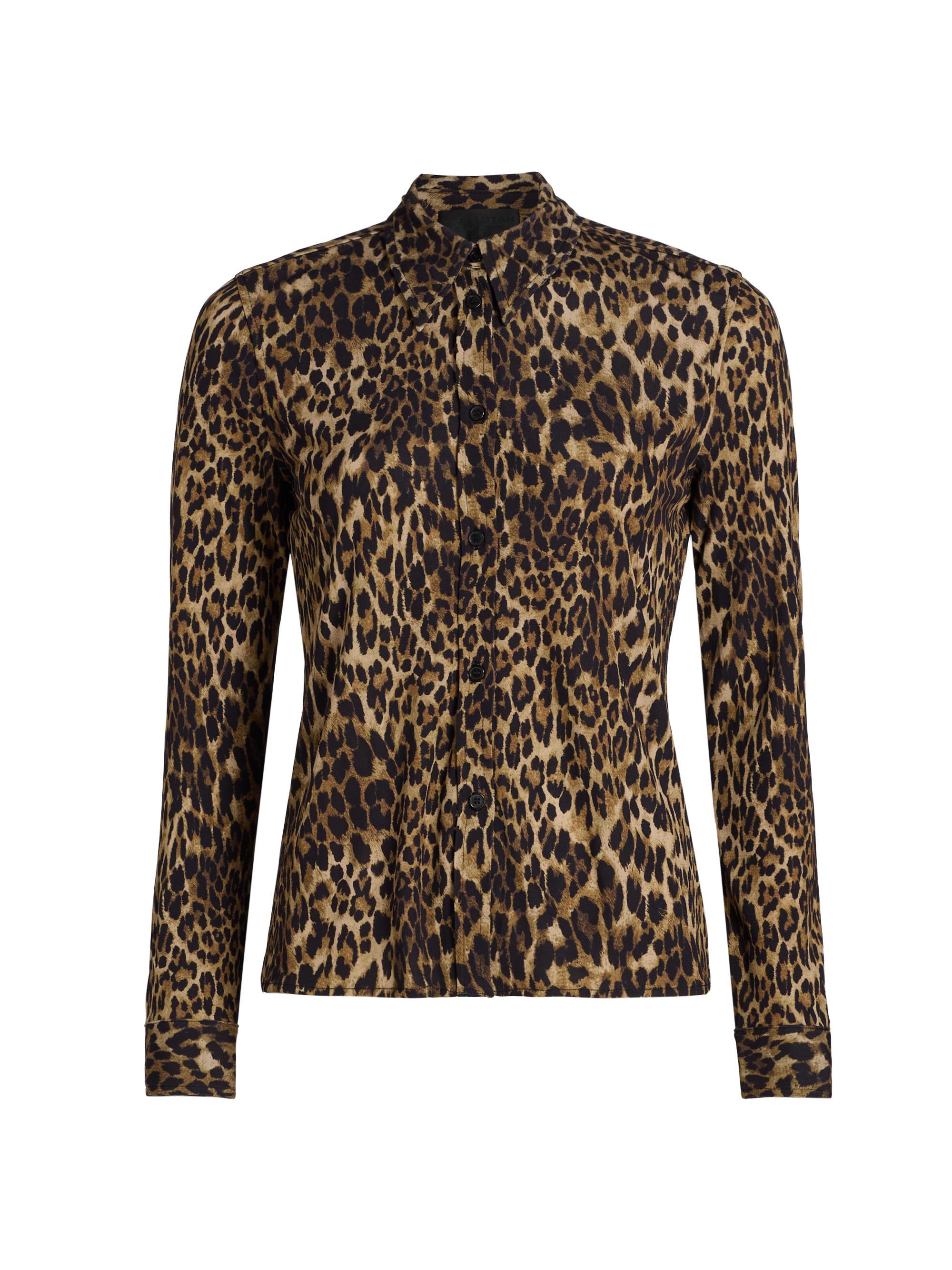 Nili Lotan Women's Celestine Leopard-Print Long-Sleeve Shirt - Vintage Leopard Print