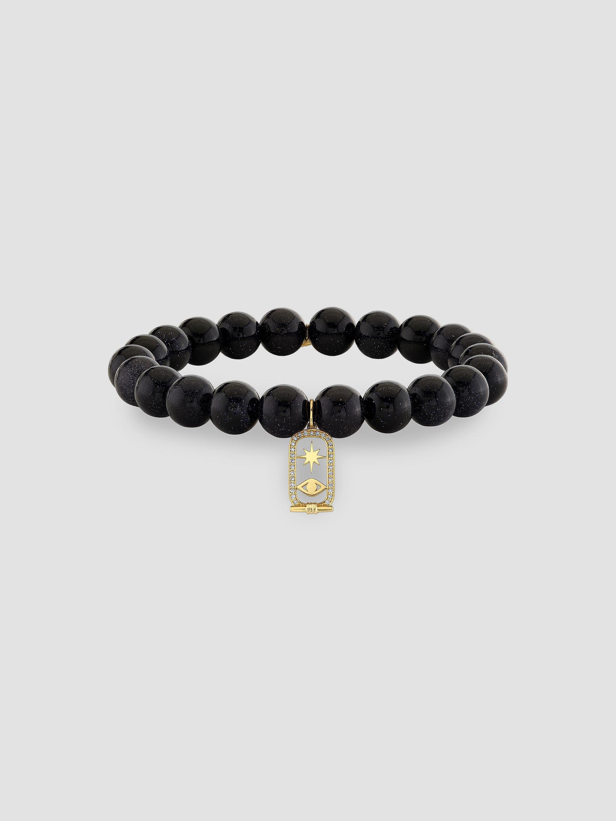 Sydney Evan Women's Sunset Observatory 14K Yellow Gold, Blue Goldstone & 0.08 TCW Diamond Beaded Stretch Bracelet - Gold Blue