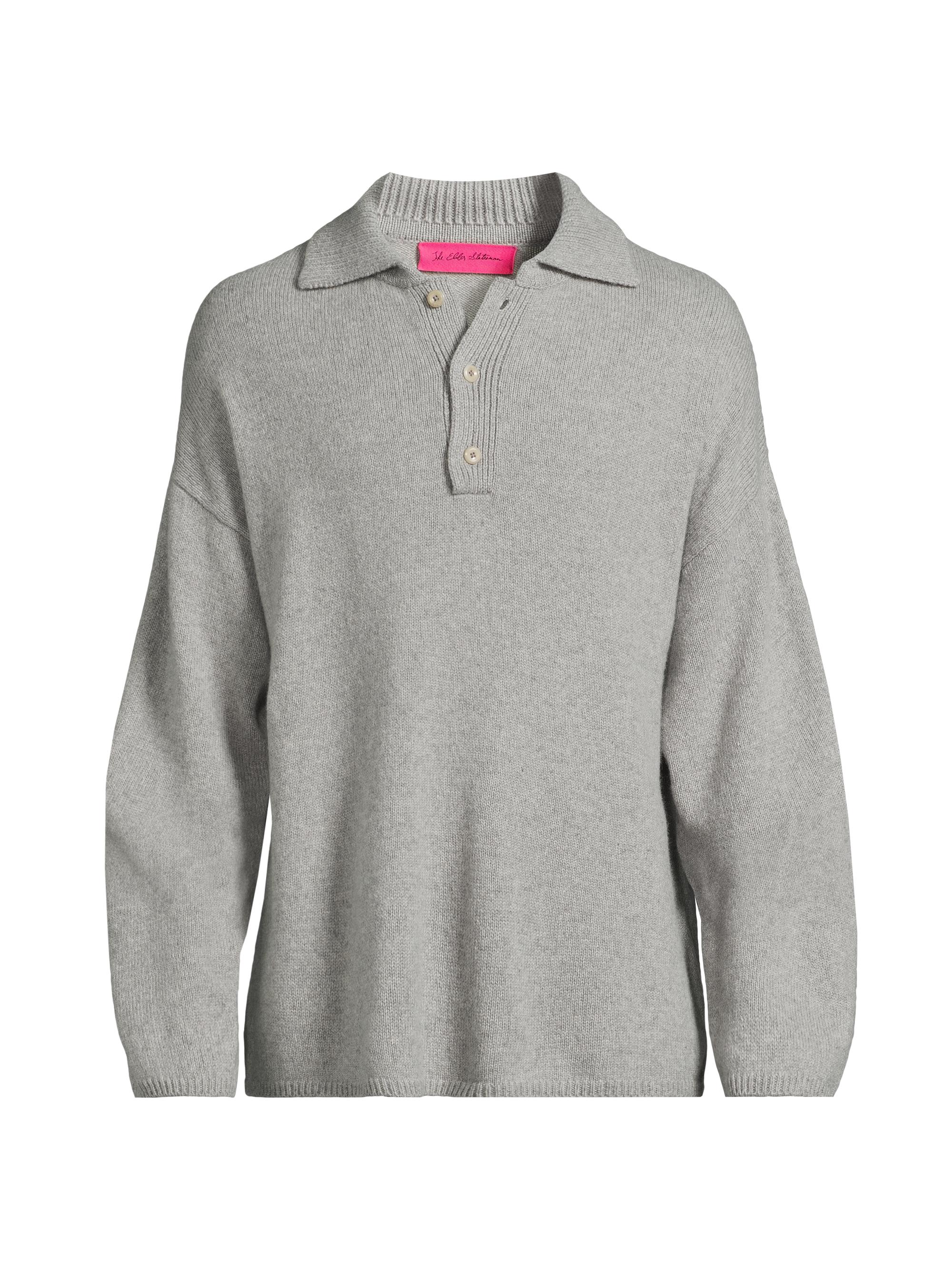 The Elder Statesman Men's Dume Cashmere Polo Sweater - Fern Granite