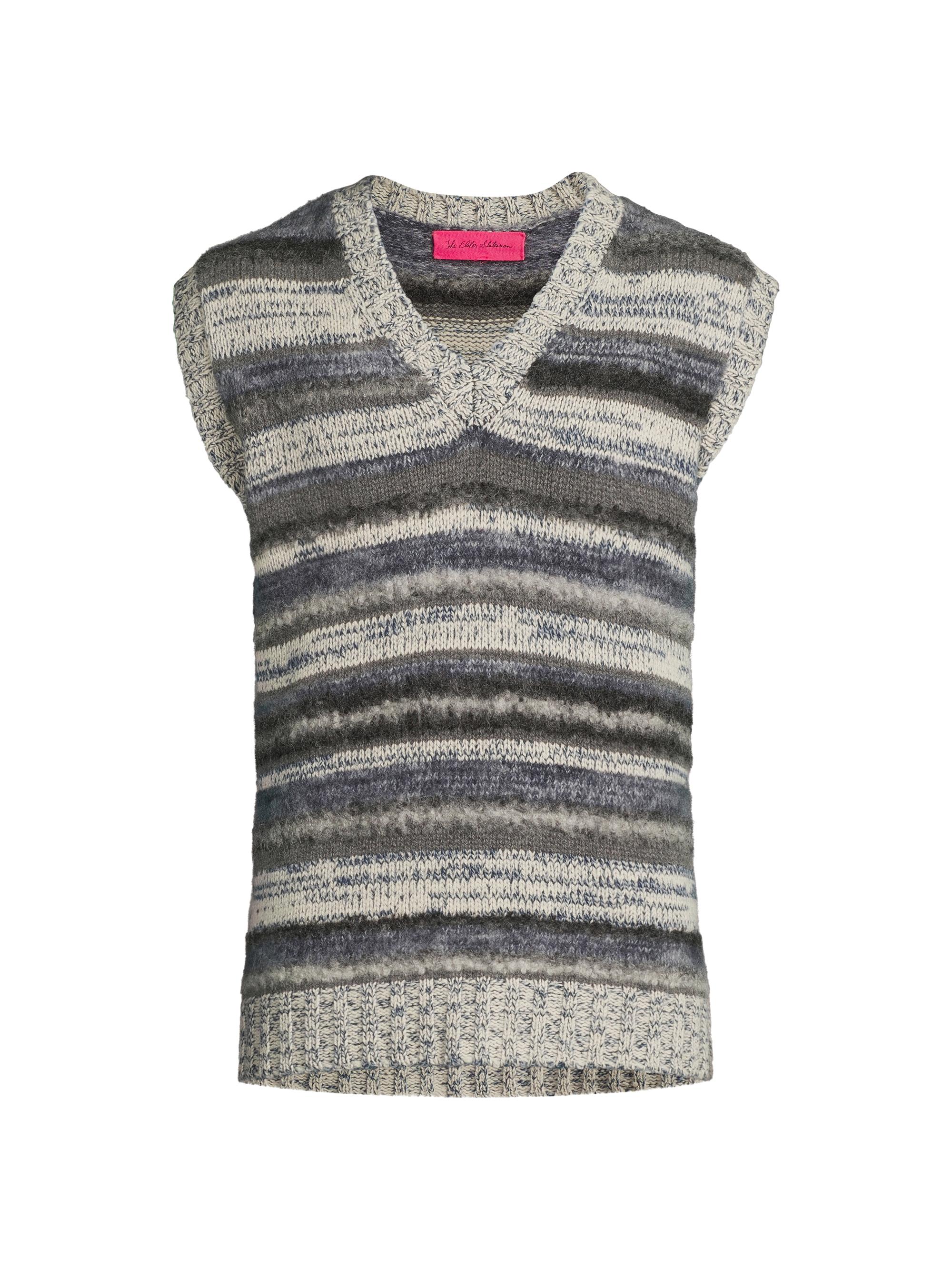 The Elder Statesman Men's Boucle Mix Stripe Sweater Vest