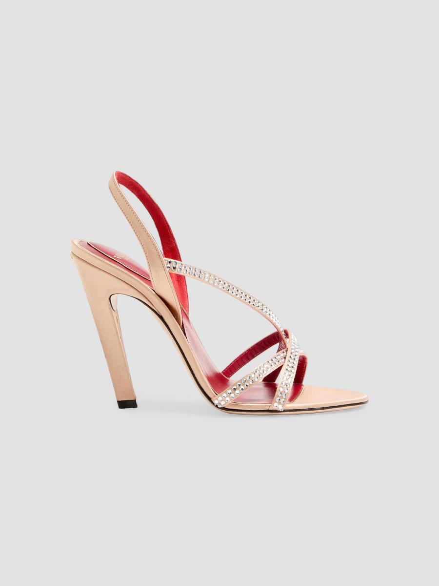 美品Valentino ステッチドレスシューズ サイズ43 Valentino Garavani Dans Le Foyer 105MM Satin Sandals with Crystals