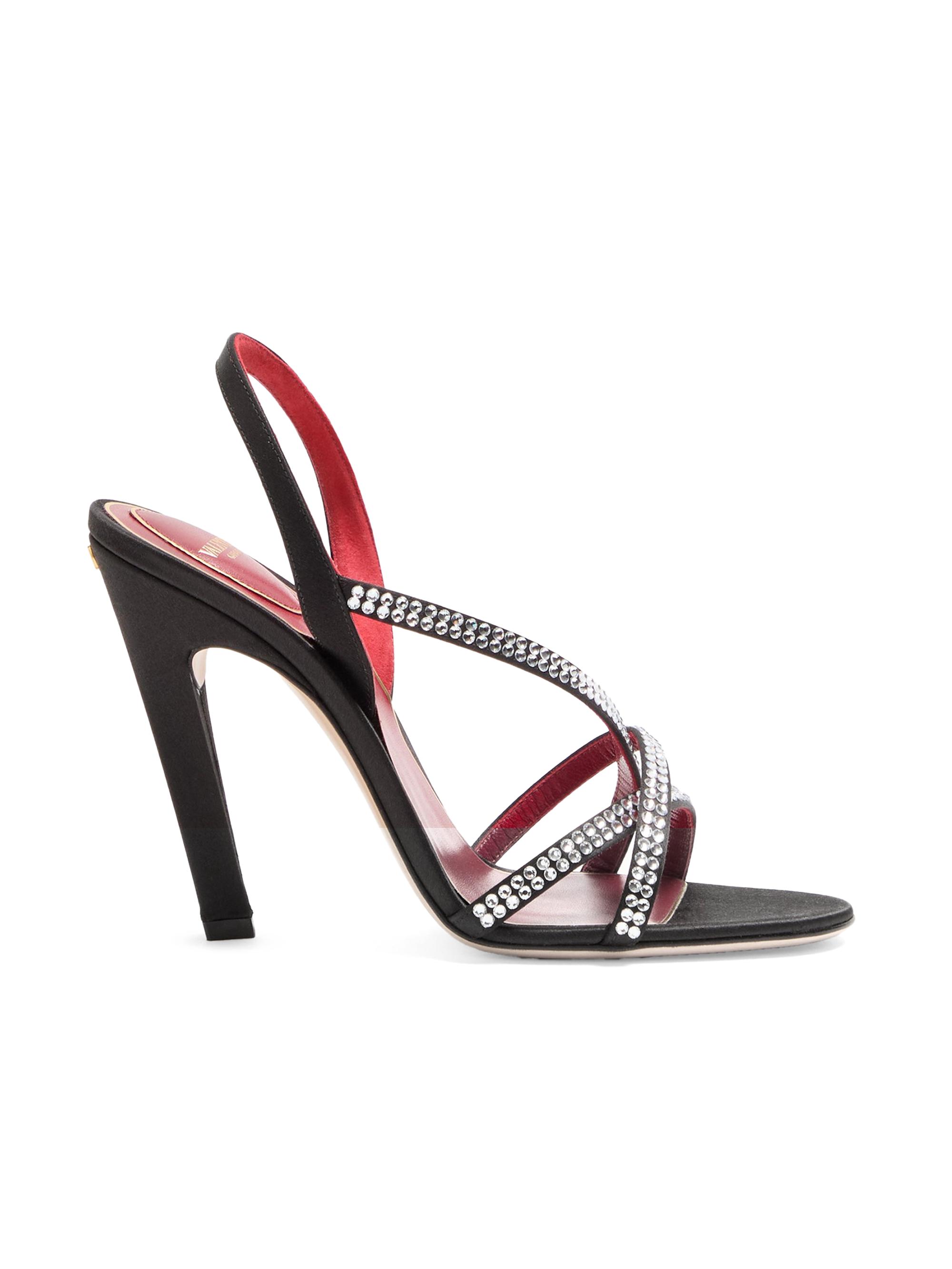 Valentino Garavani Women's Dans Le Foyer 105MM Satin Sandals with Crystals - Black