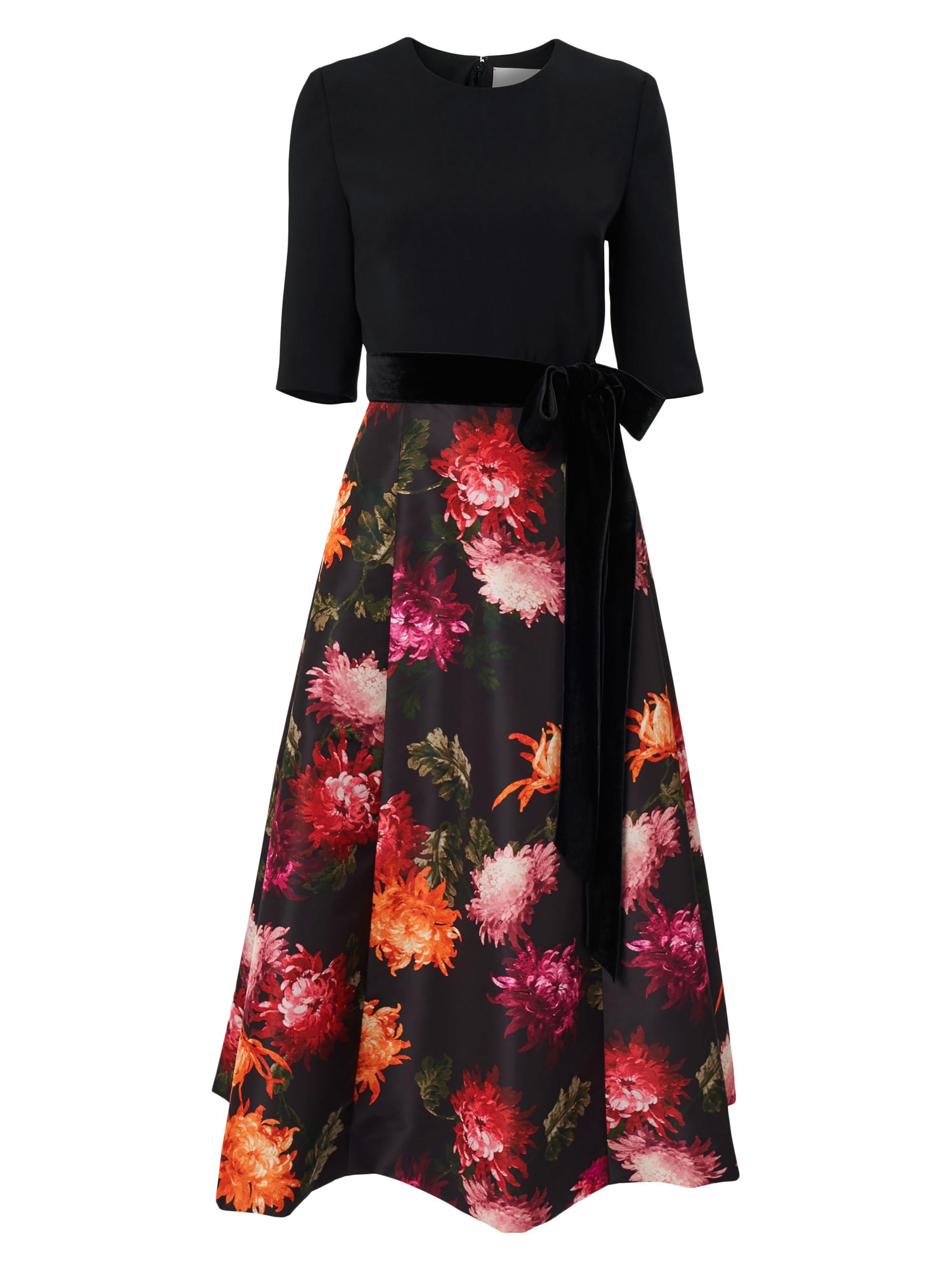 Carolina Herrera Women's Chrysanthemum-Print Bow-Detail Cocktail Dress - Black Multi