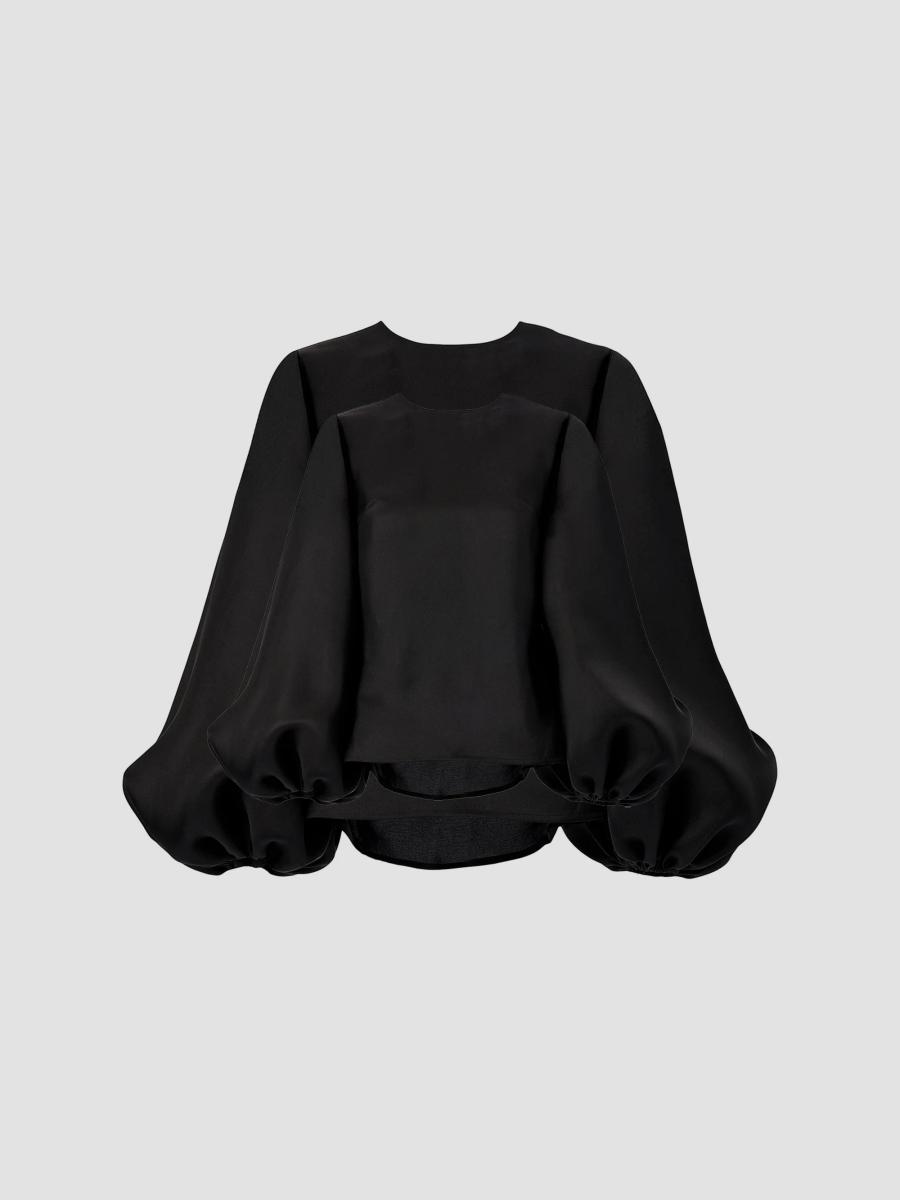 Carolina Herrera Silk Gazar Puff-Sleeve Blouse | Saks Fifth Avenue