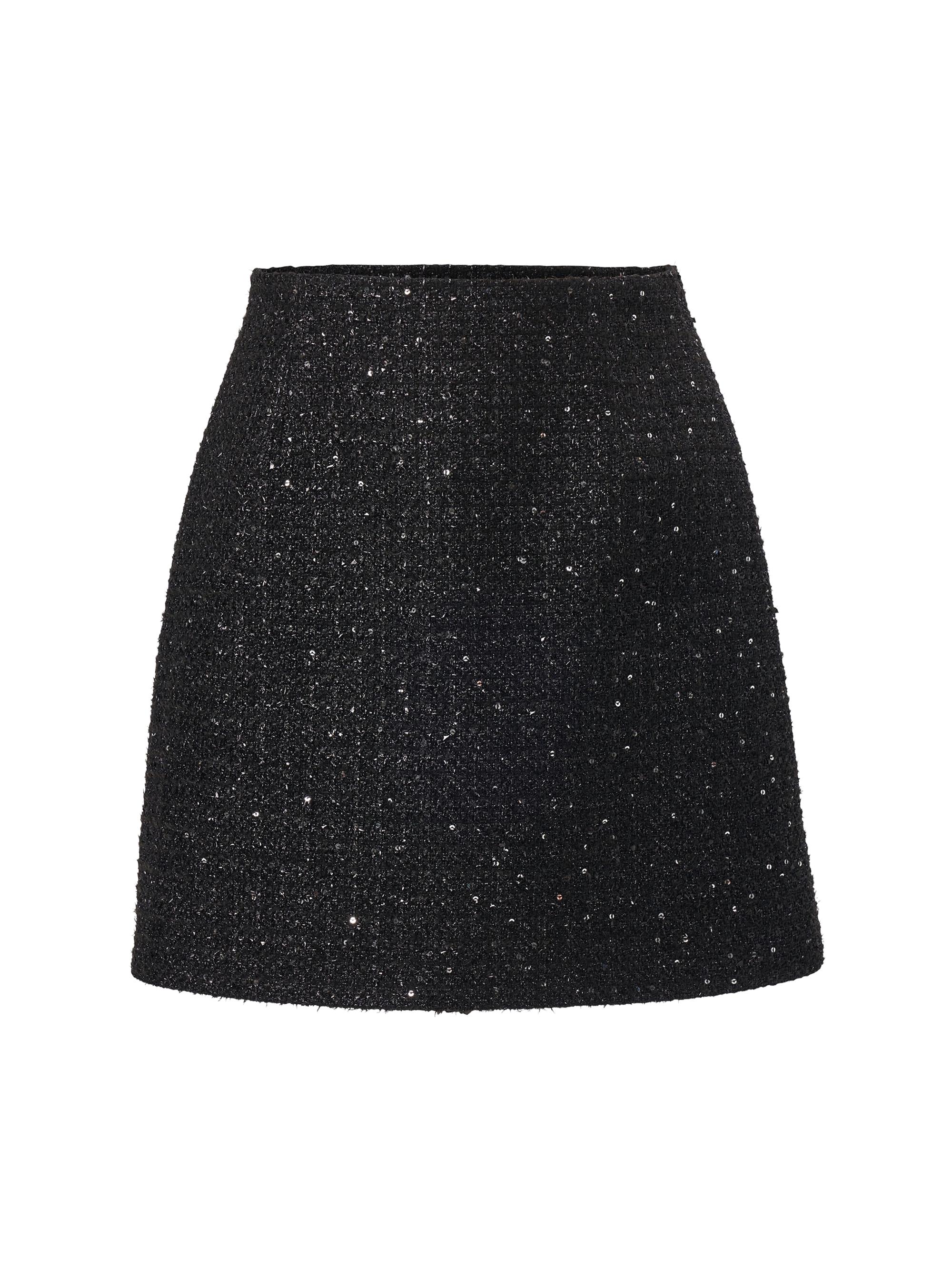 Carolina Herrera Women's Sequined Tweed A-Line Miniskirt - Black