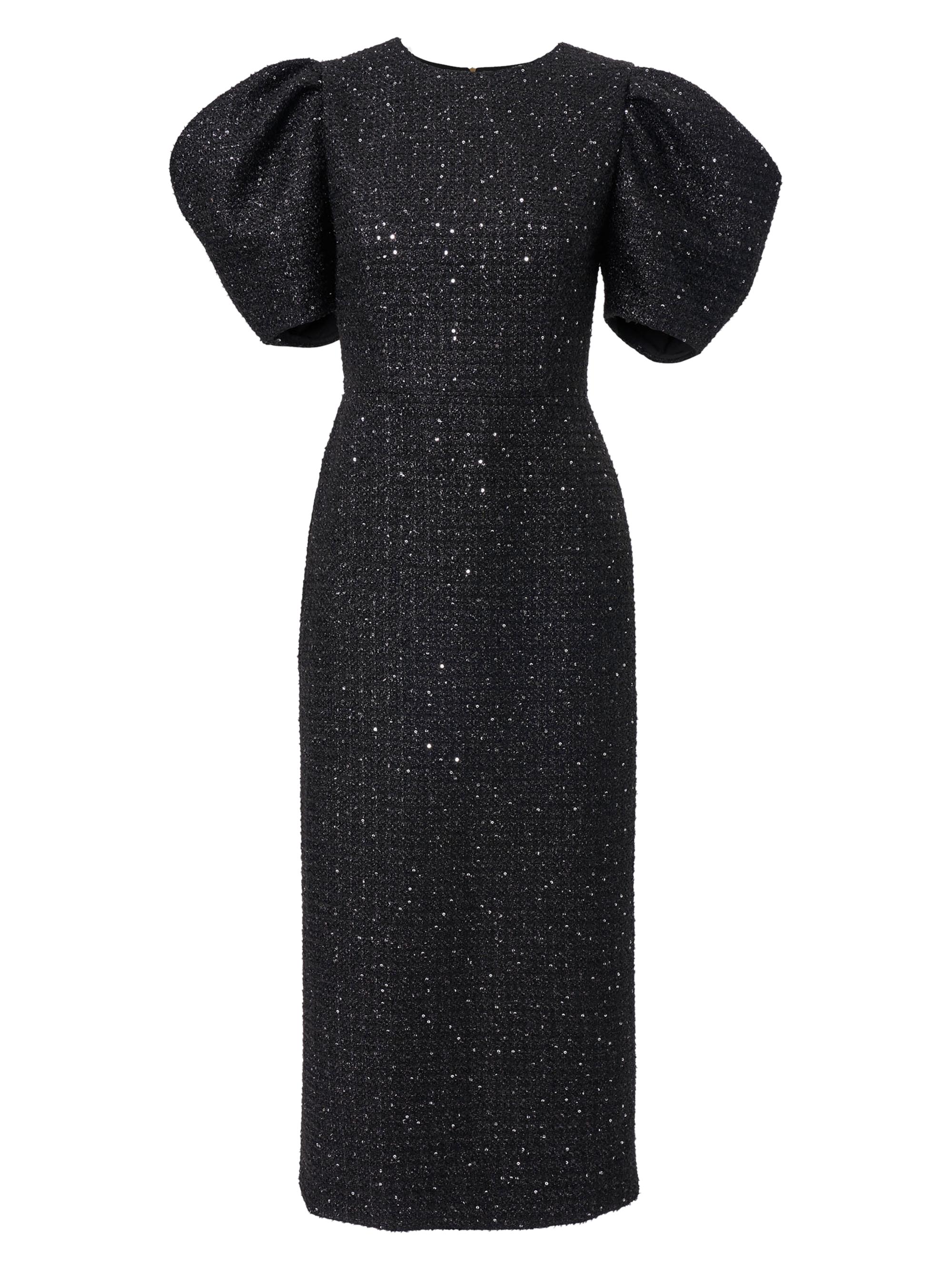 Carolina Herrera Women's Sequined Tweed Puff-Sleeve Cocktail Dress - Black