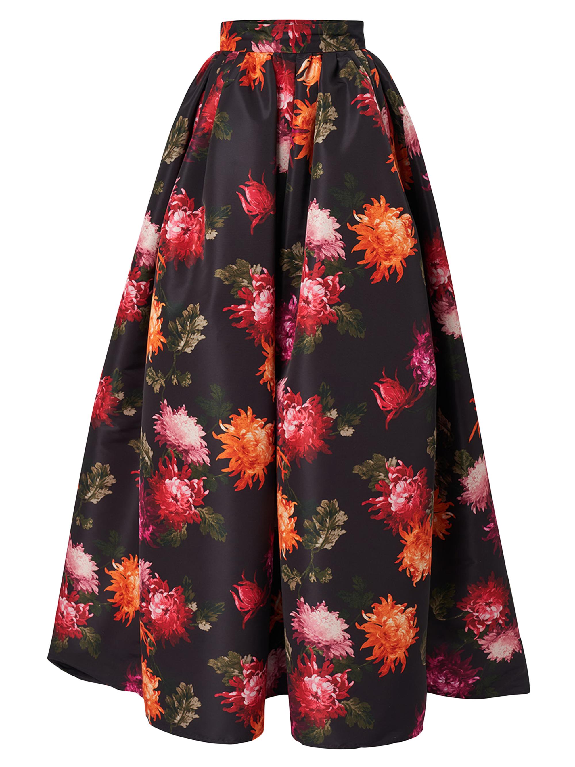 Carolina Herrera Women's Floral Faille Ball Skirt - Black Multi