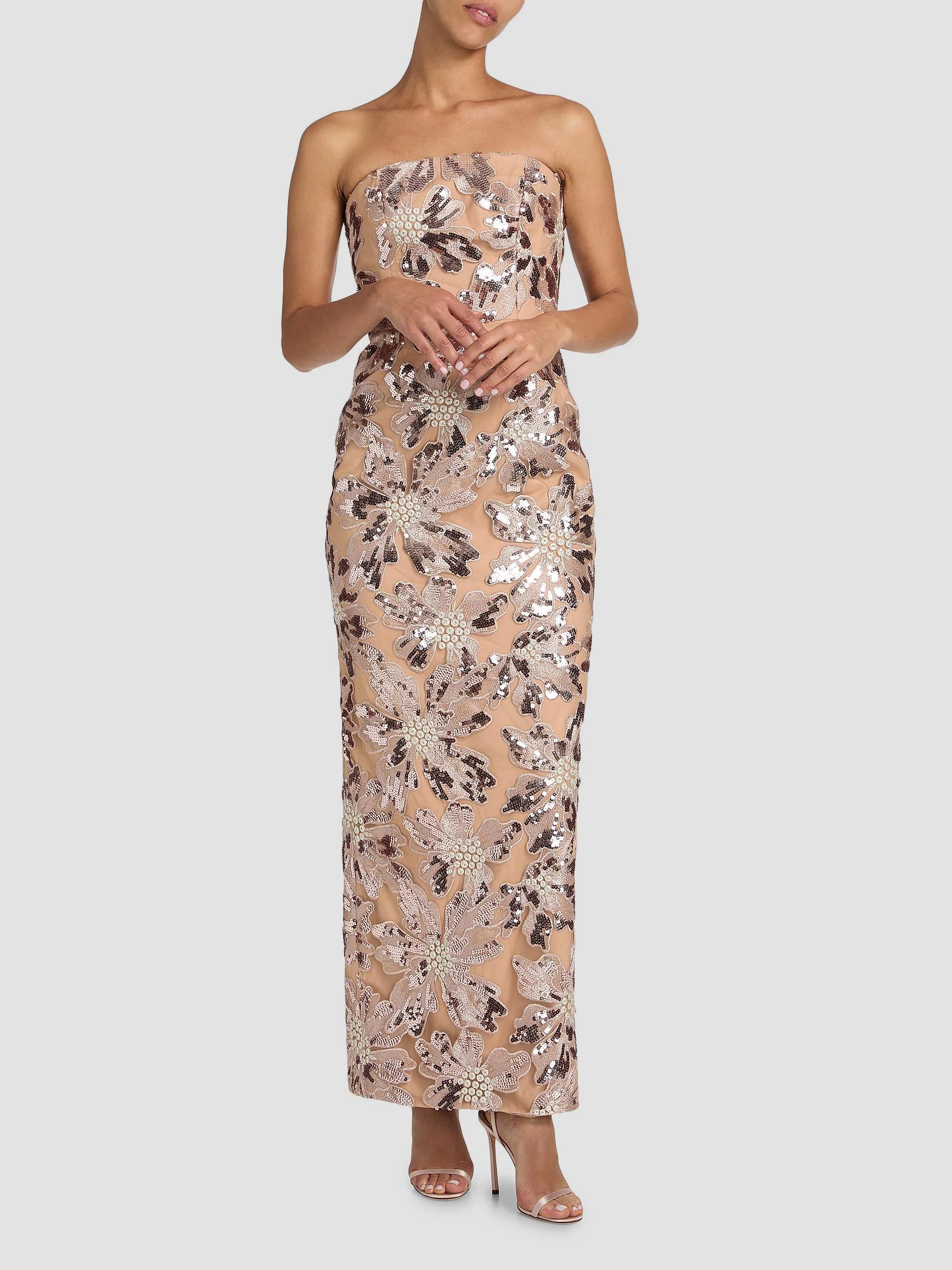 meredith gold foil maxi dress Milly Sequined Strapless baby sale dresses