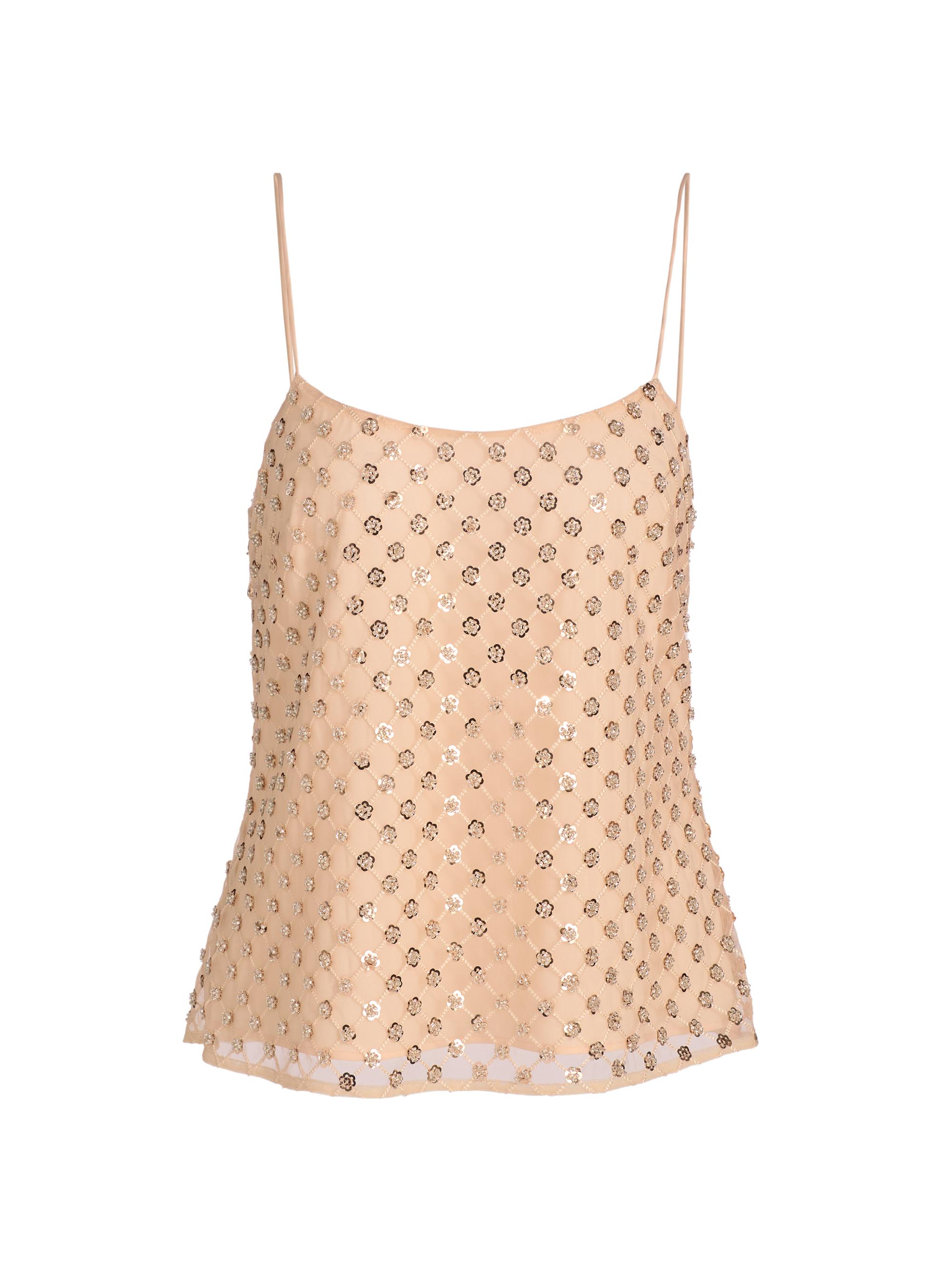 Milly Women's Rylan Sequined-Beaded Tank - Tan