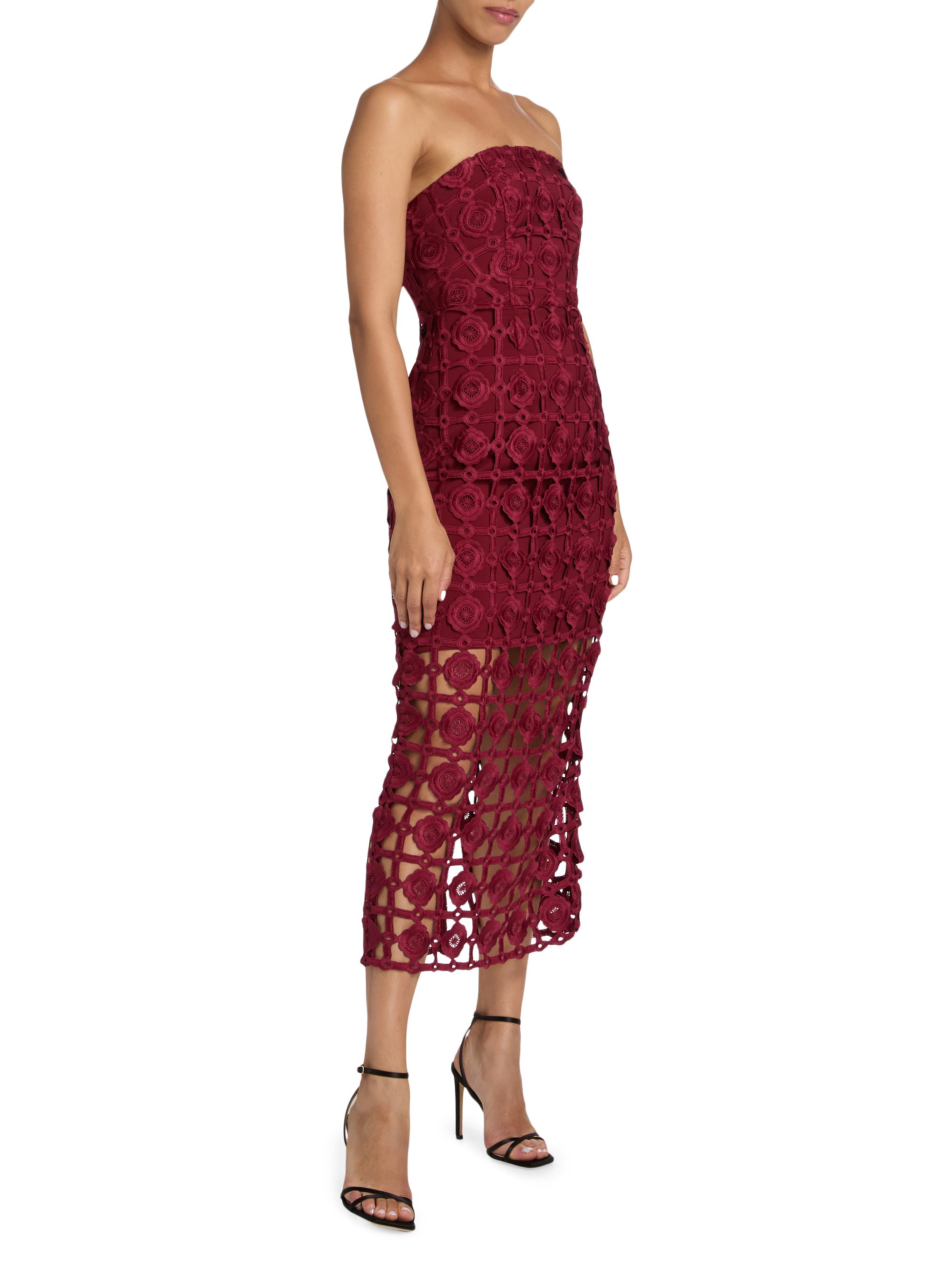 Kait Tile Lace Strapless Midi-Dress