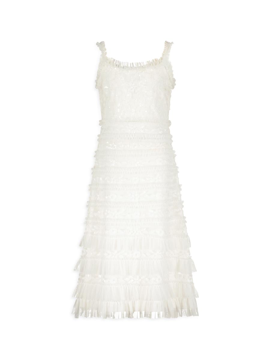 Mac Duggal Little Girl's & Girl's Sequined Ruffled Dress In White