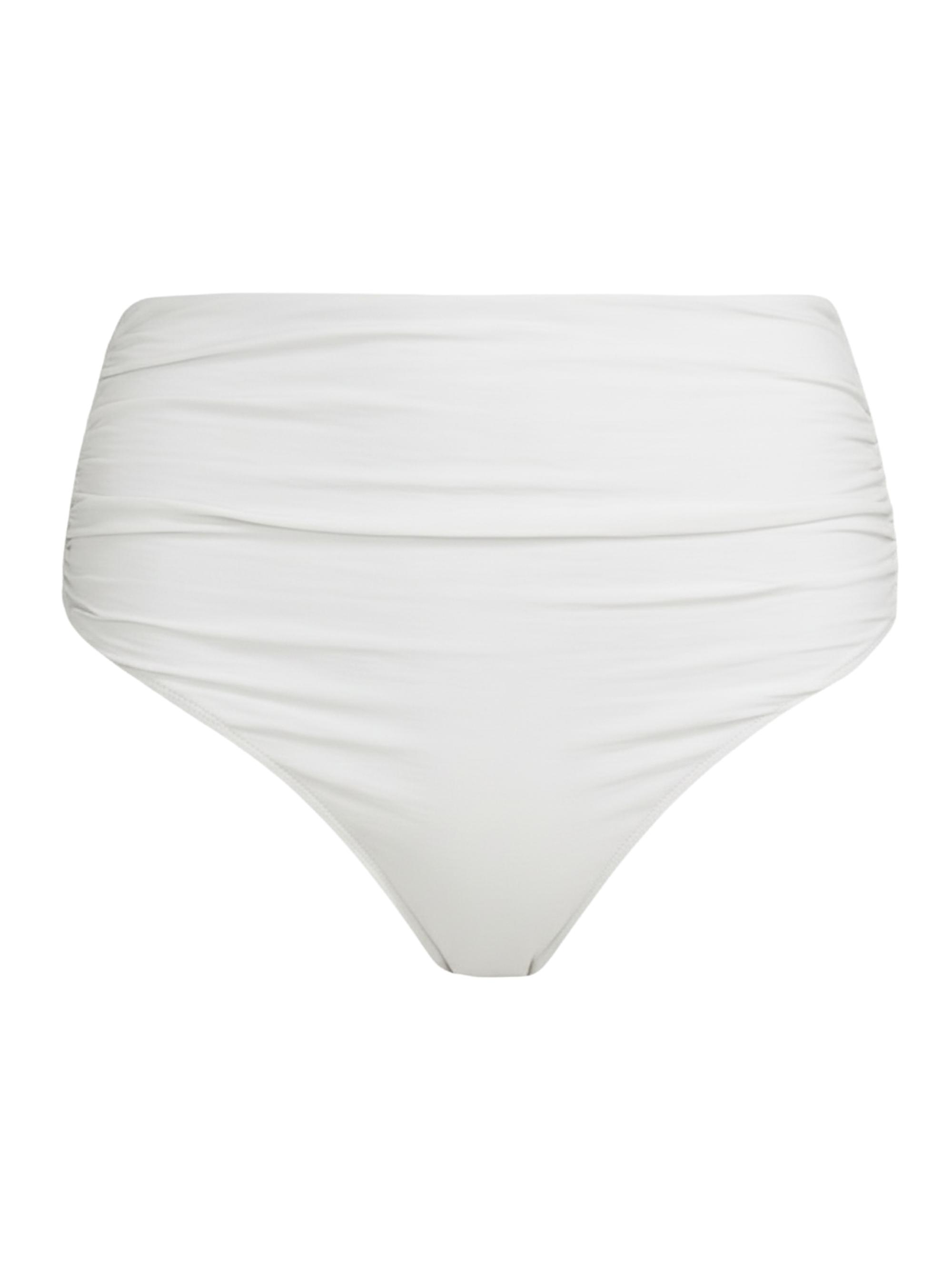 SIMKHAI Women's Teya Ruched Striped High-Rise Bikini Bottom - White