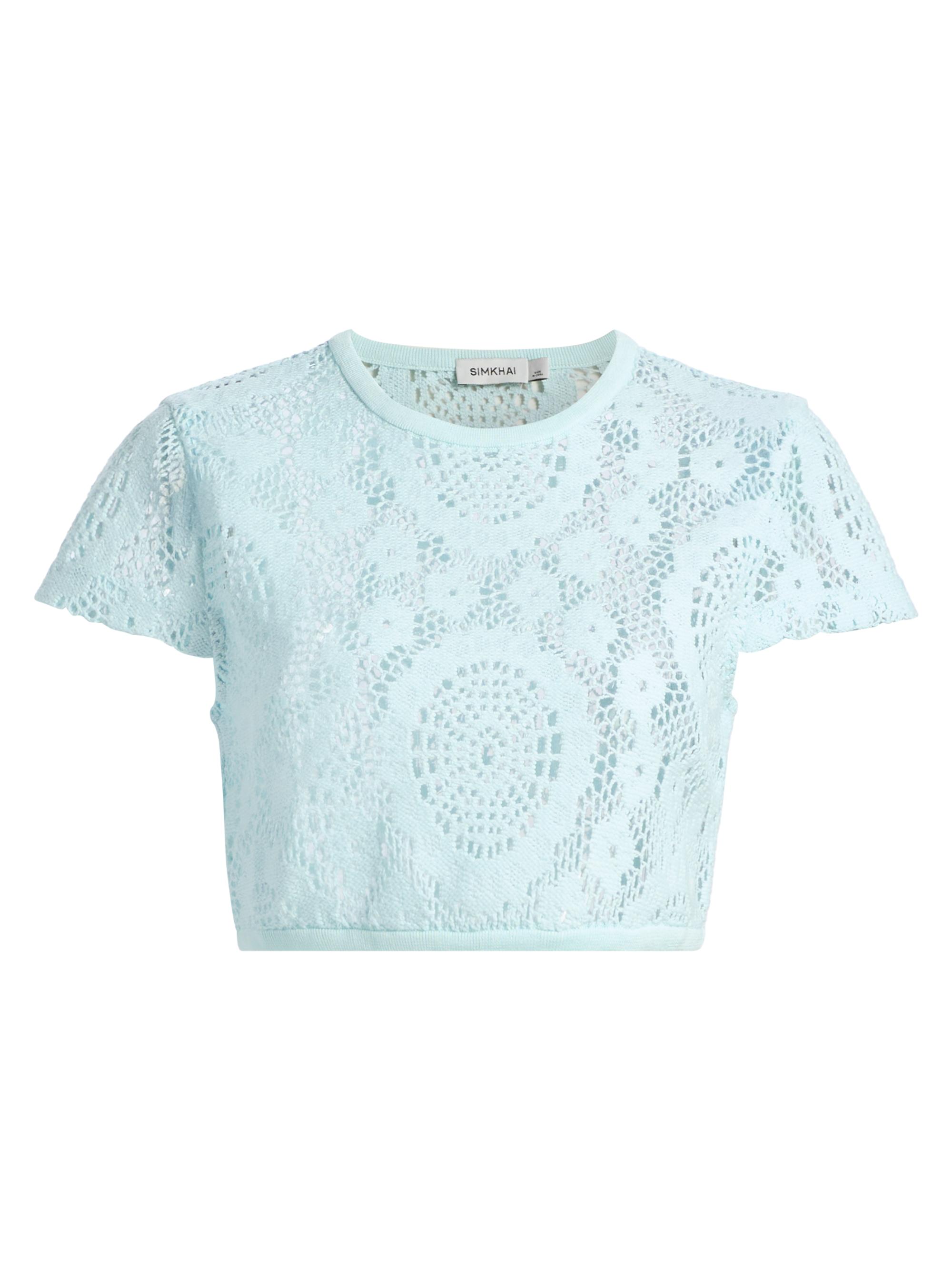 SIMKHAI Women's Lidie Crochet Cover-Up Top - Sky