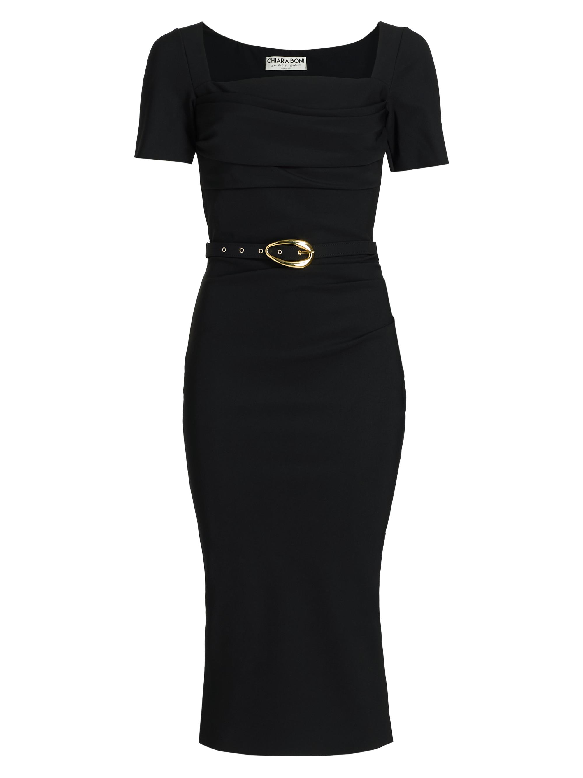 Chiara Boni La Petite Robe Women's Bahir Square Neck Belted Midi-Dress - Black