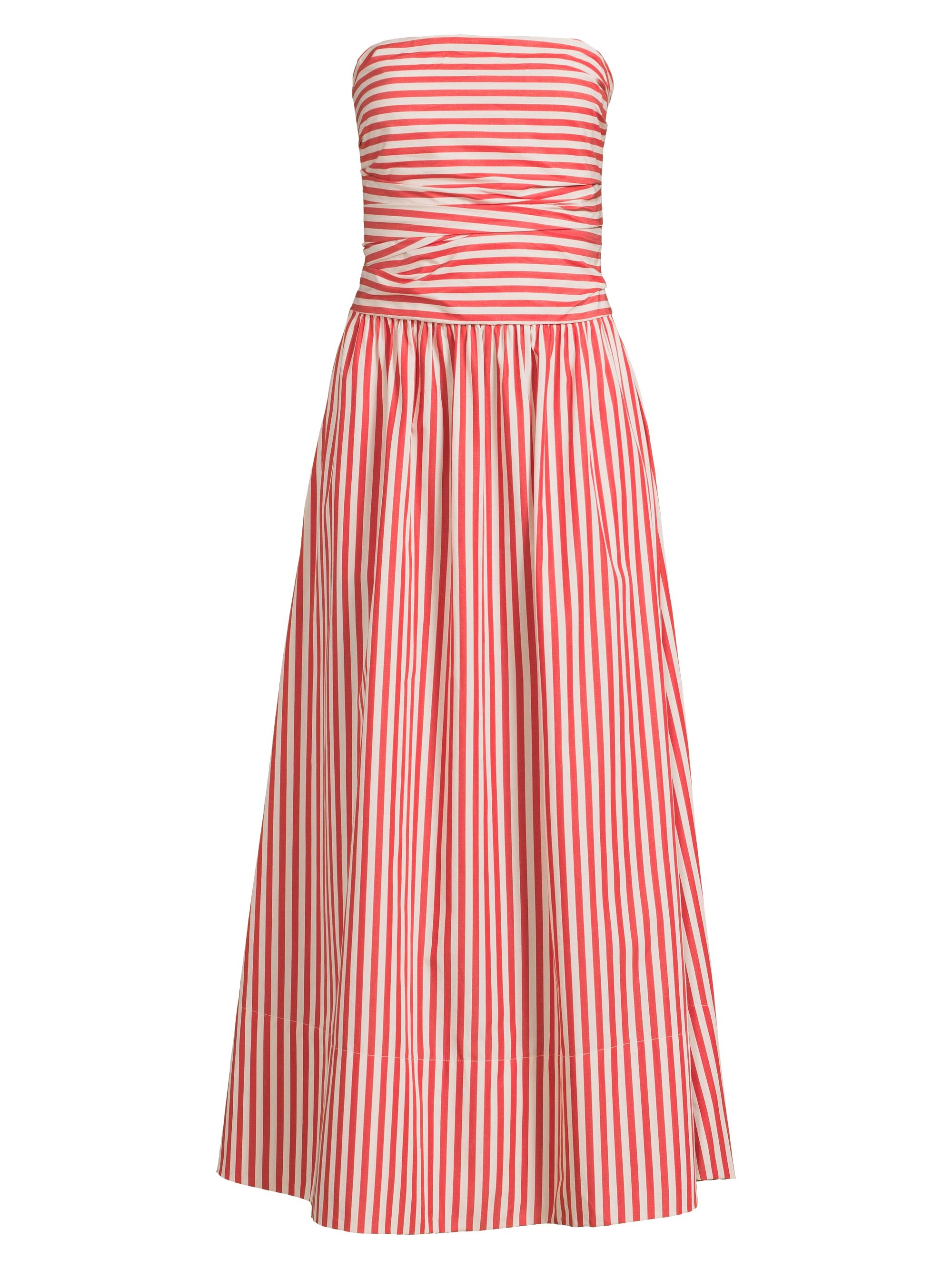 Faithfull the Brand Women's Vera Striped Strapless Cotton Maxi Dress - Orozco Stripe Dusty Tomato