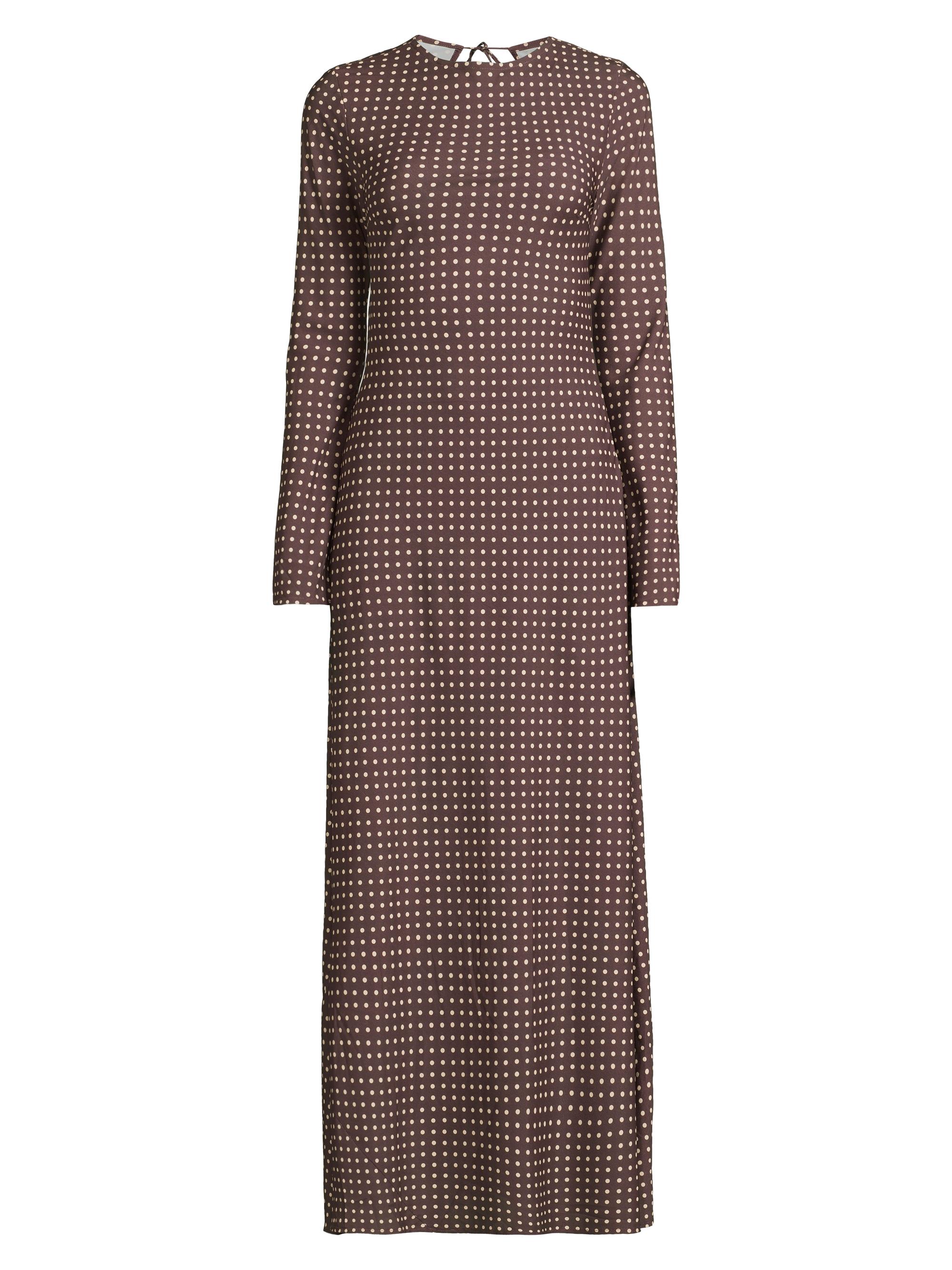 Faithfull the Brand Women's Mesa Polka-Dot Open-Back Maxi Dress - Polkadot Chocolate Plum