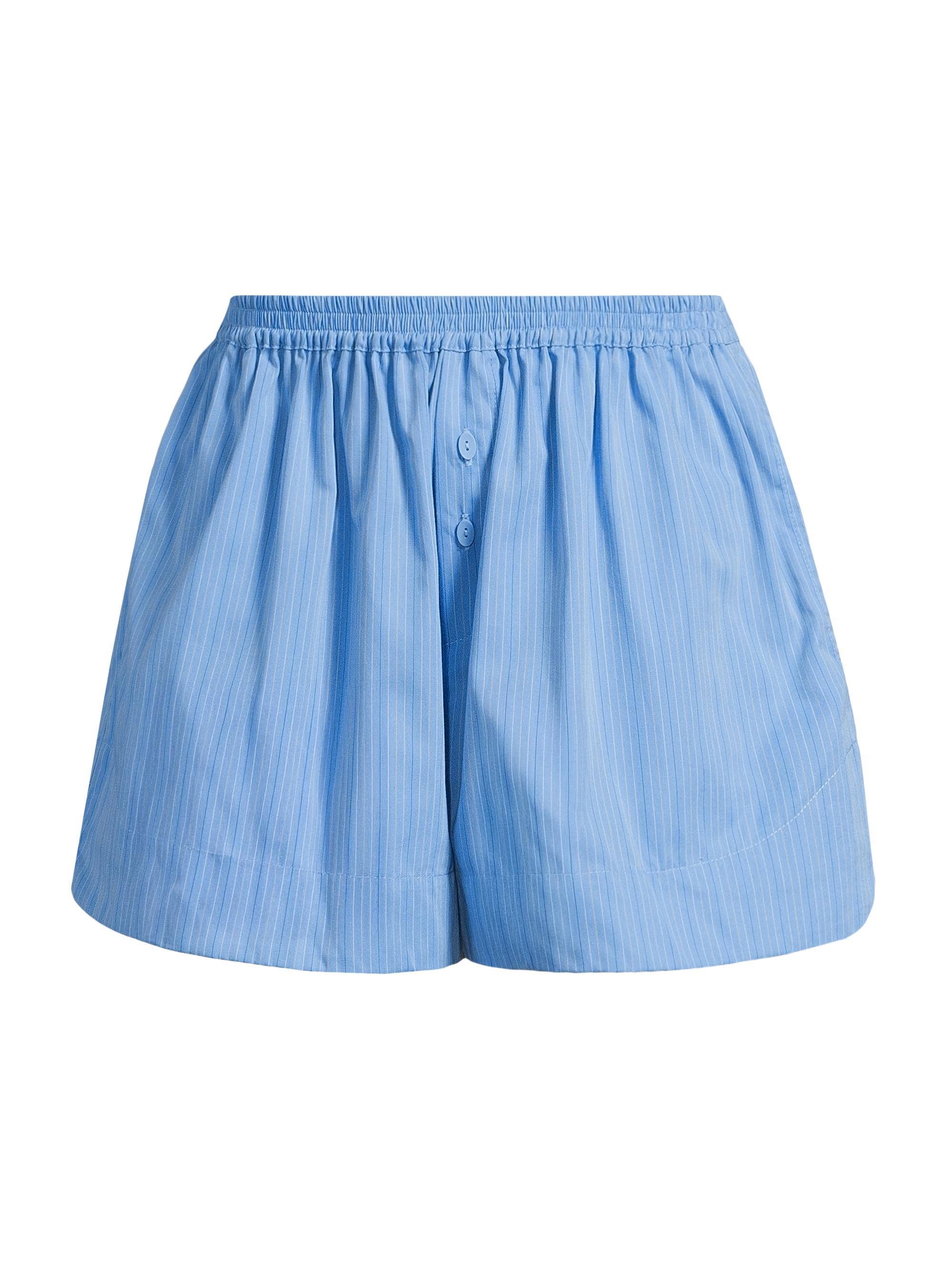 Faithfull the Brand Women's Lonia Pinstripe Cotton Shorts - Mico Pinstripe Azul