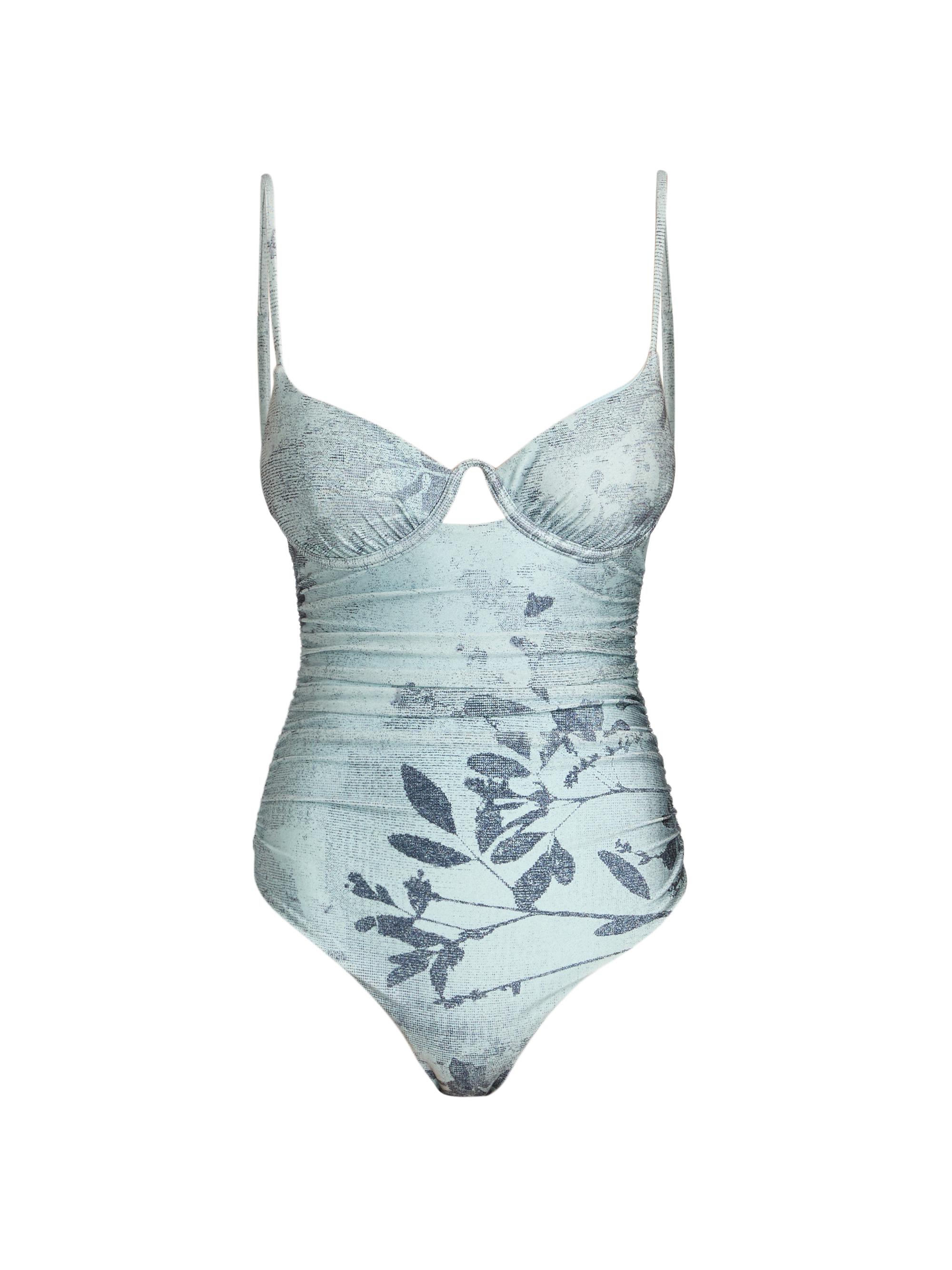SIMKHAI Women's Laine Floral Ruched One-Piece Swimsuit - Sky Floral