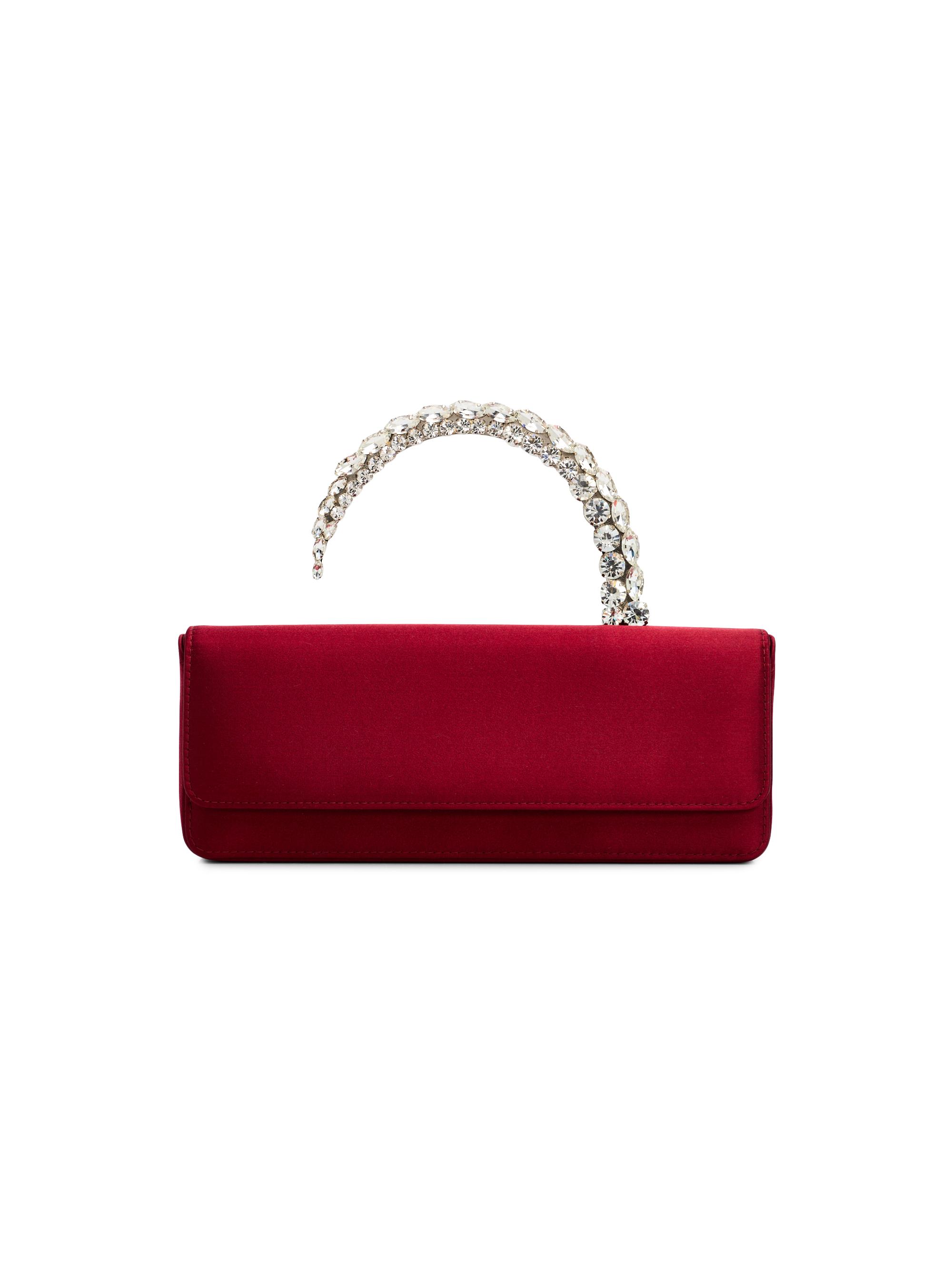 L'Alingi Women's Malika Stone-Handle Satin Clutch - Burgundy