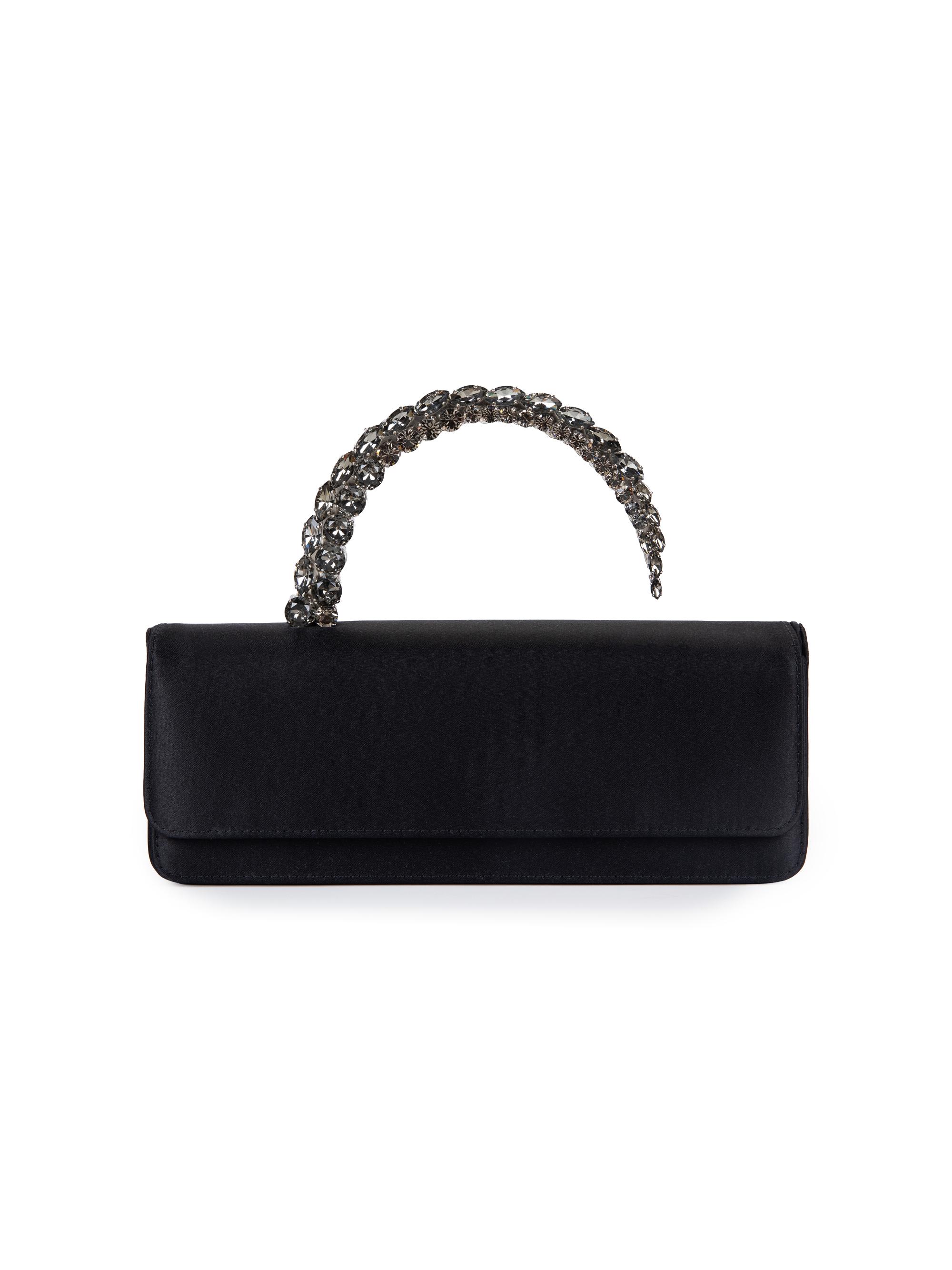 L'Alingi Women's Malika Embellished-Handle Satin Clutch - Black