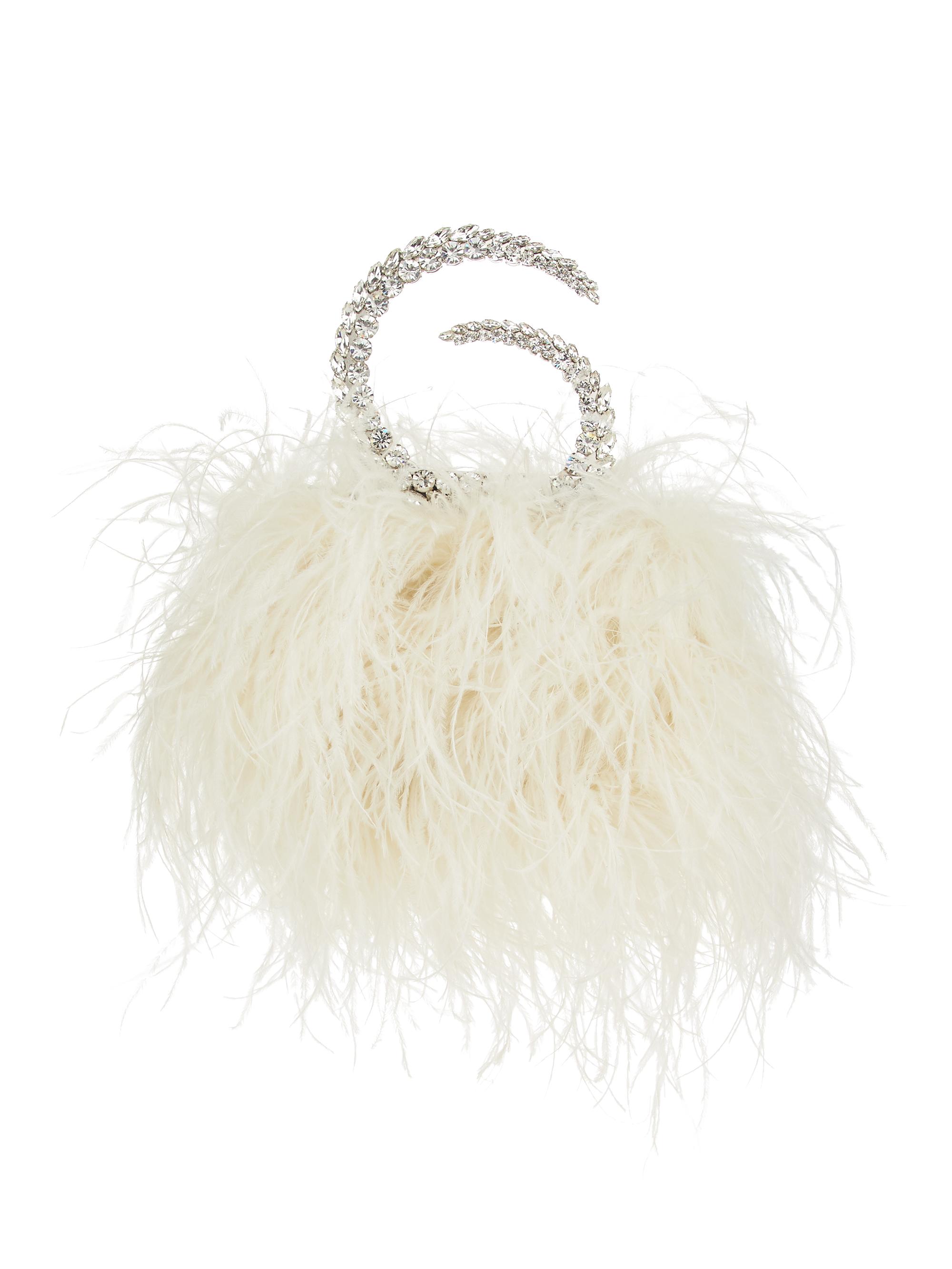 L'Alingi Women's Karma Embellished-Handle Feather Pouch - White