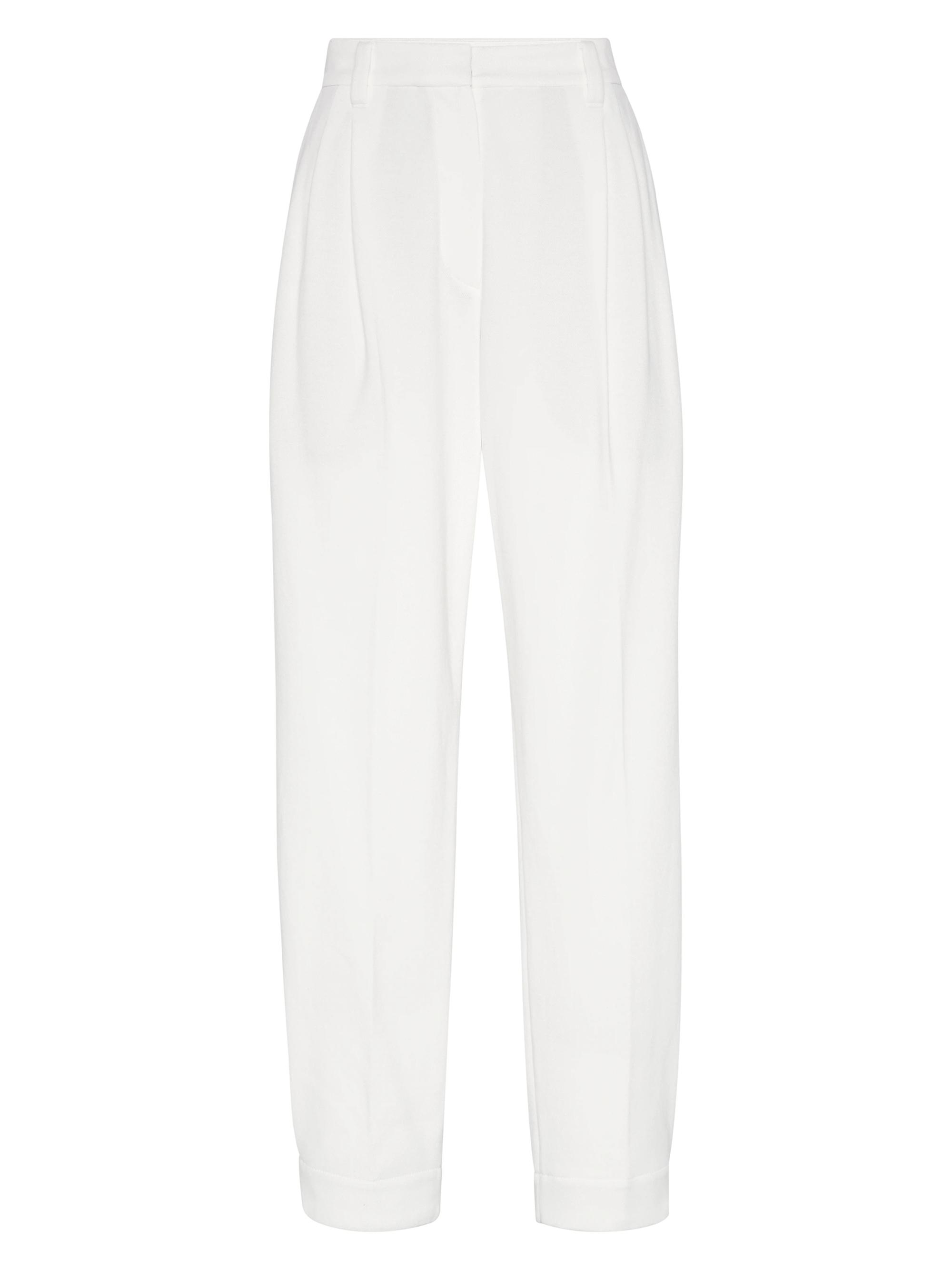 Brunello Cucinelli Women's Techno Cotton Piqué Sartorial Baggy Trousers - White