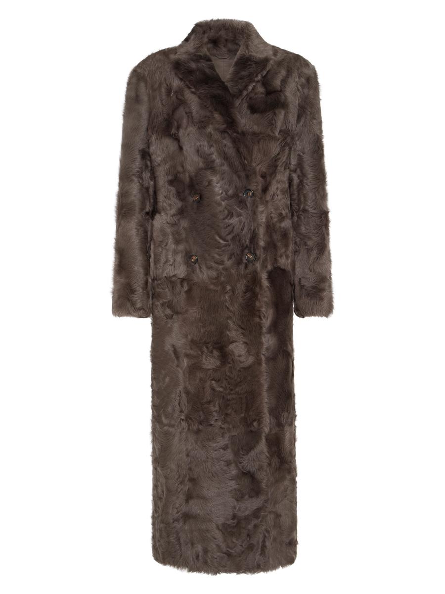 Brunello Cucinelli Wavy Shearling Coat with Monili | Saks Fifth Avenue