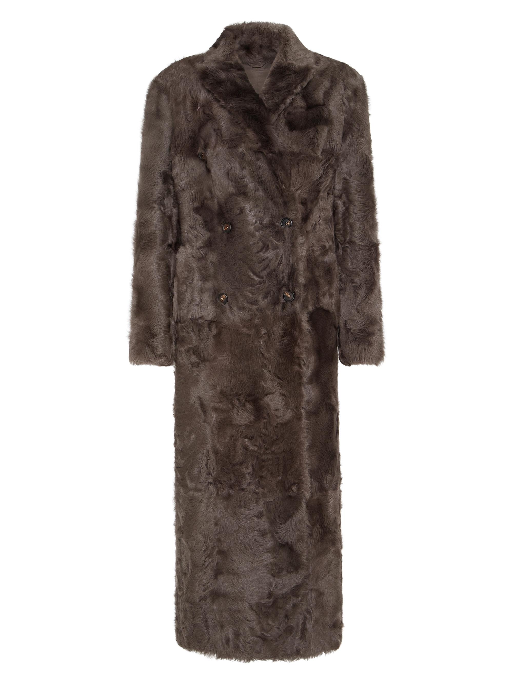 Brunello Cucinelli Wavy Shearling Coat with Monili | Saks Fifth Avenue