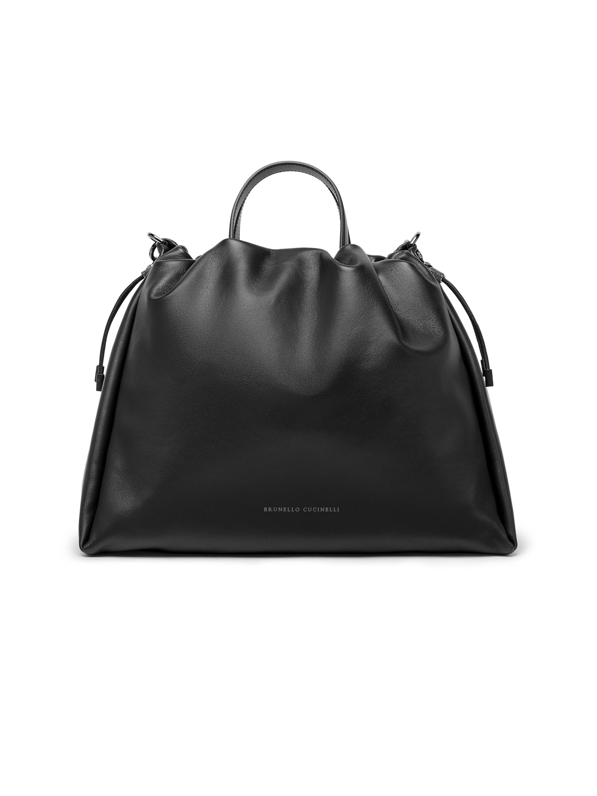 Brunello Cucinelli Women's Mellow  Shopper Bag in Soft Leather - Black