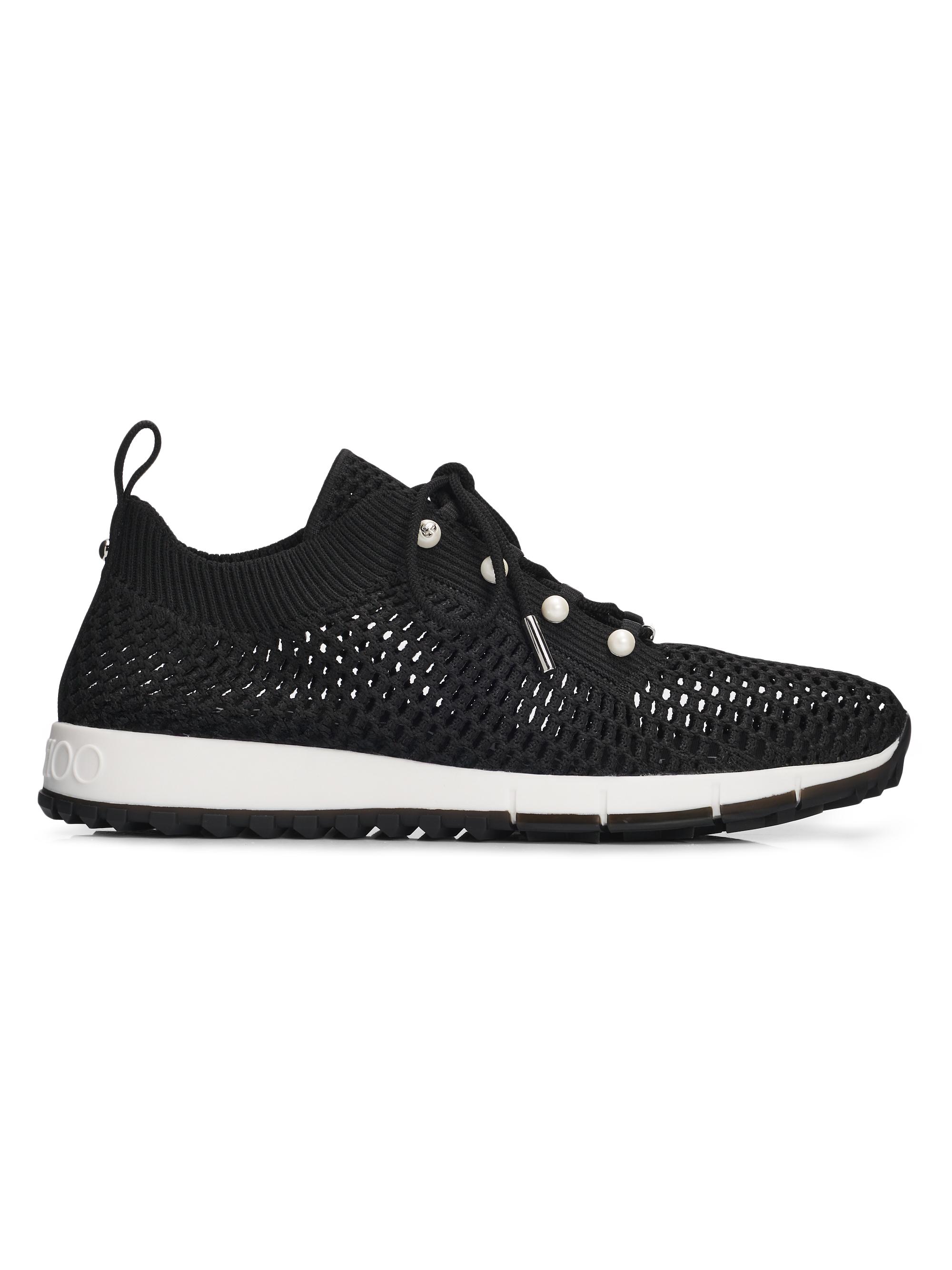 Jimmy Choo Women's Veles Imitation Pearl-Embellished Knit Sneakers - Black Mix - Women's Shoes