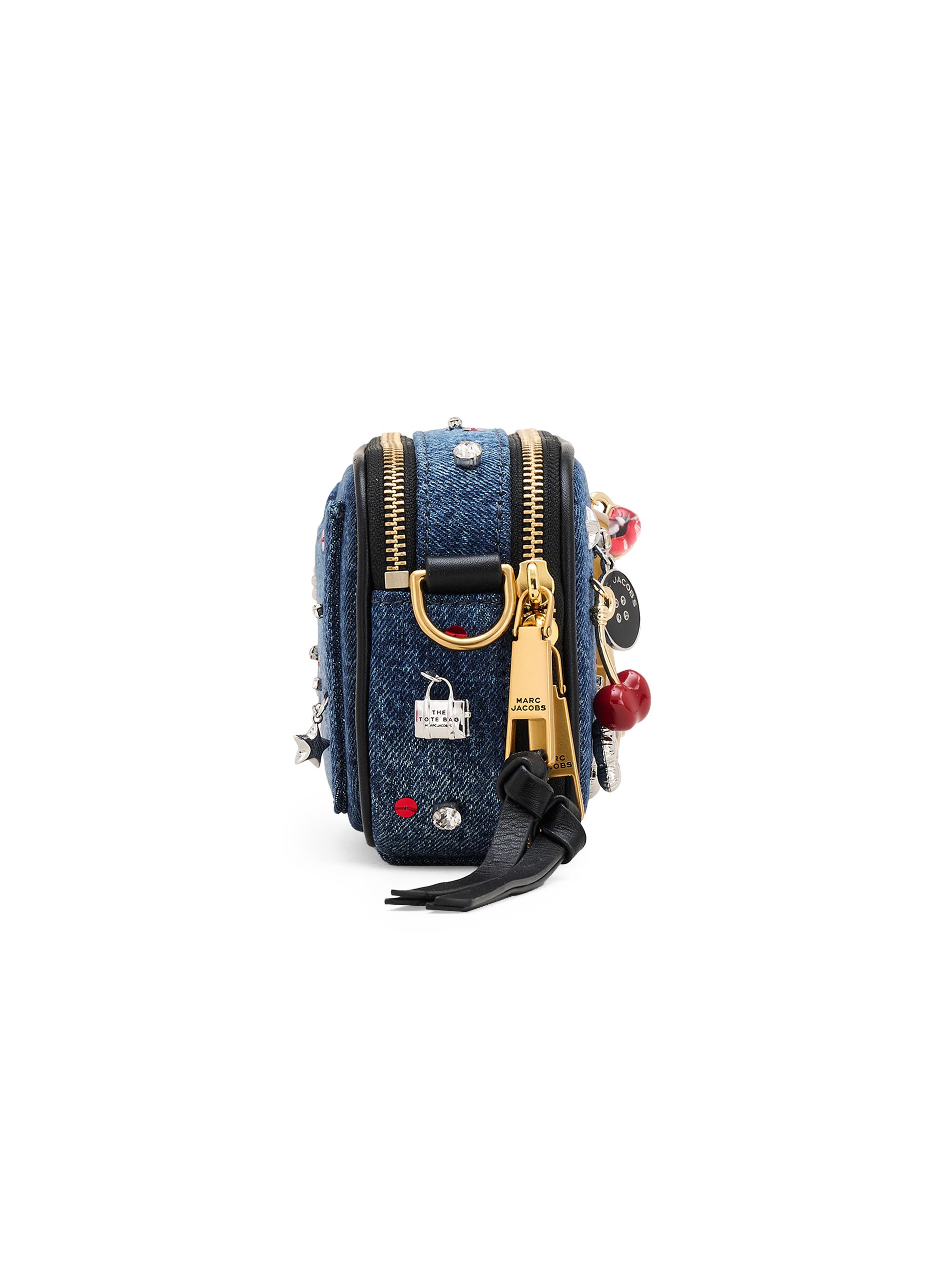 Marc Jacobs The Medium Trinket Charm Snapshot Denim Crossbody Bag