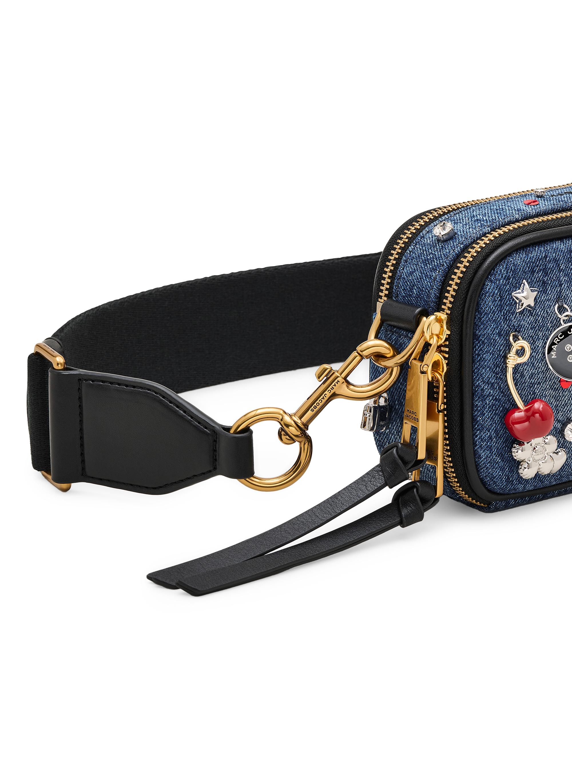 Marc Jacobs The Medium Trinket Charm Snapshot Denim Crossbody Bag