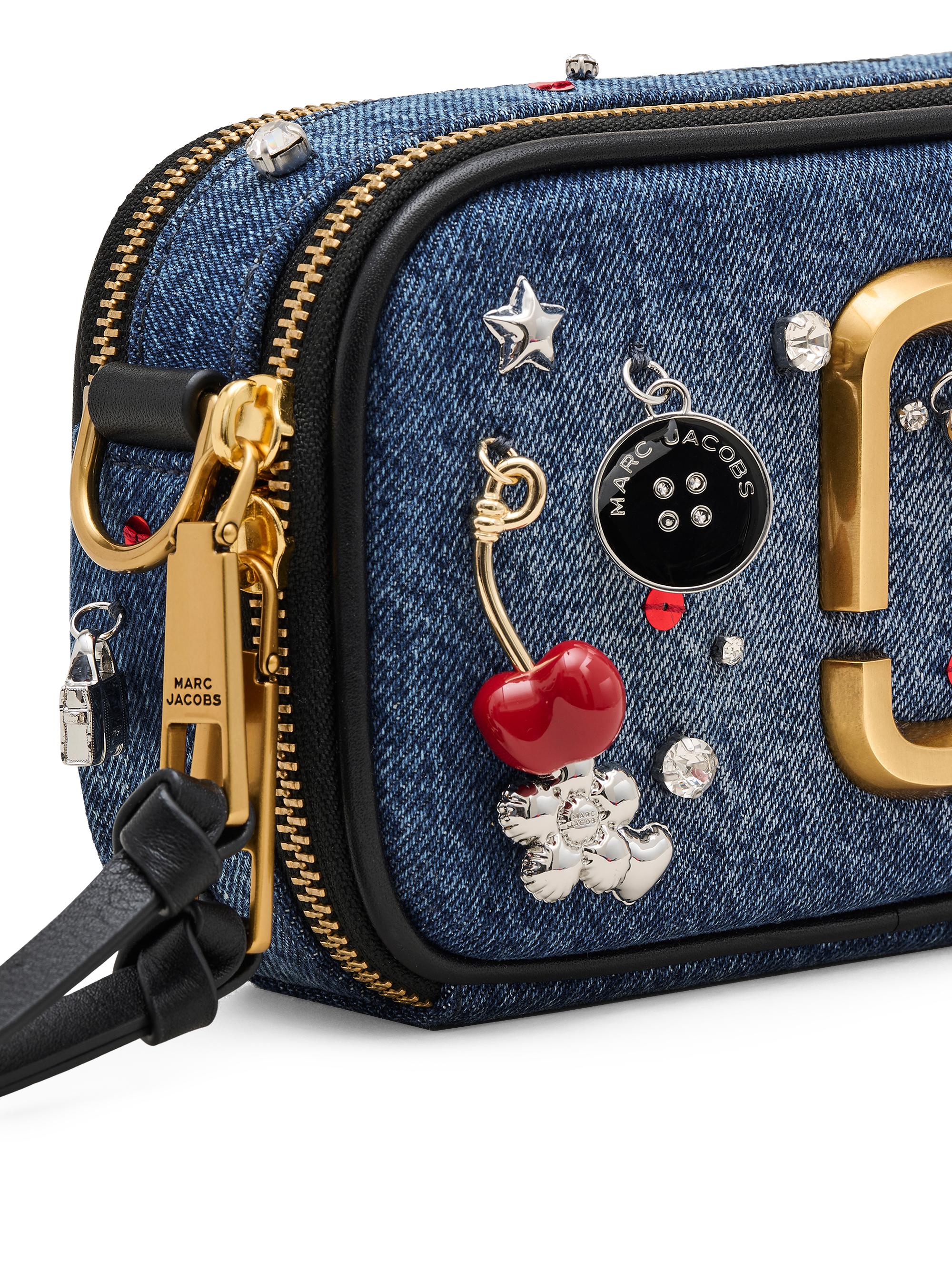 Marc Jacobs The Medium Trinket Charm Snapshot Denim Crossbody Bag