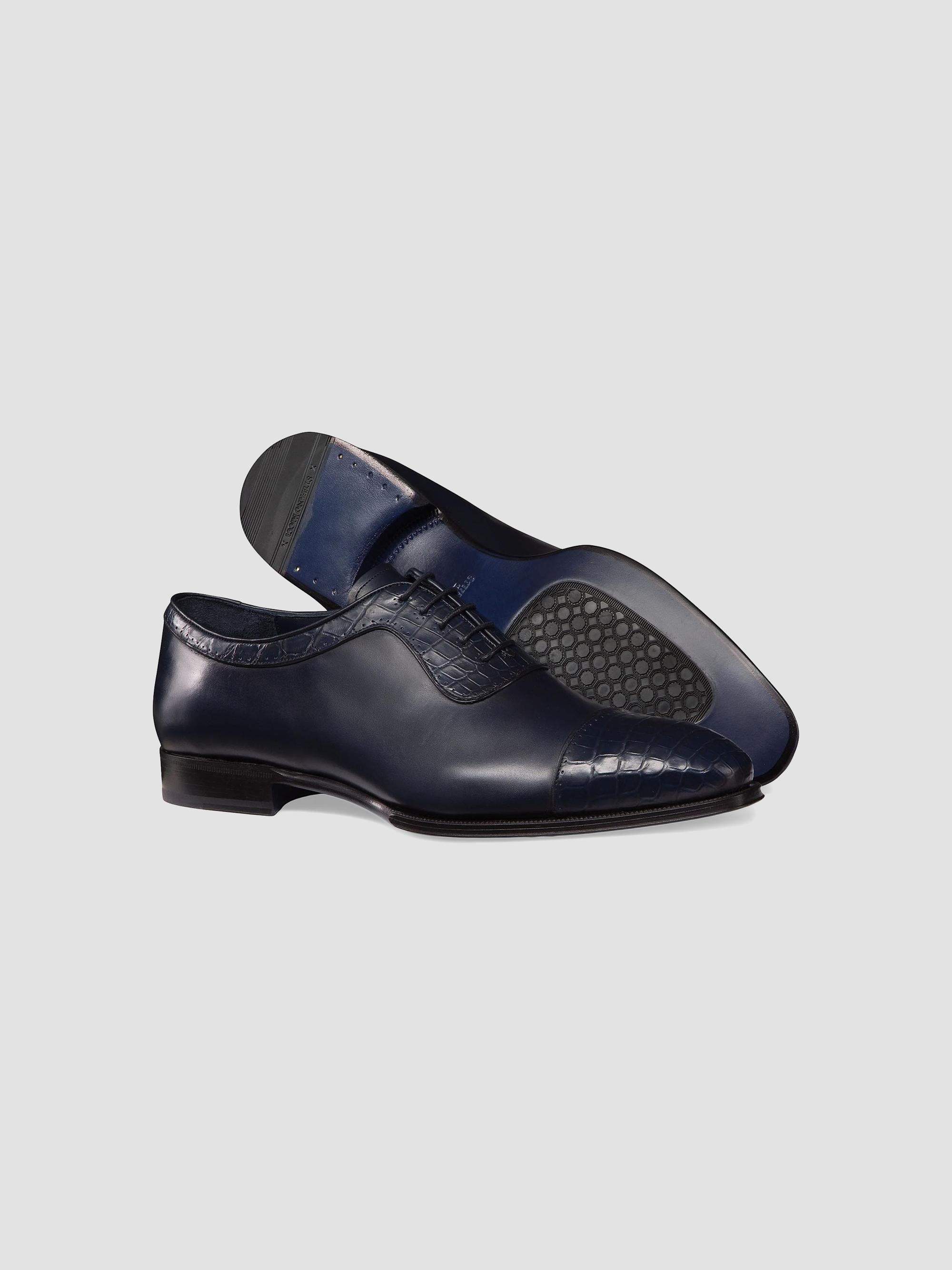 Stefano Ricci Dress Shoes Mens 9.5 Calf leather Blue Wingtip Crest Made In Italy Calfskin leather Derby shoes | Stefano Ricci main image 4