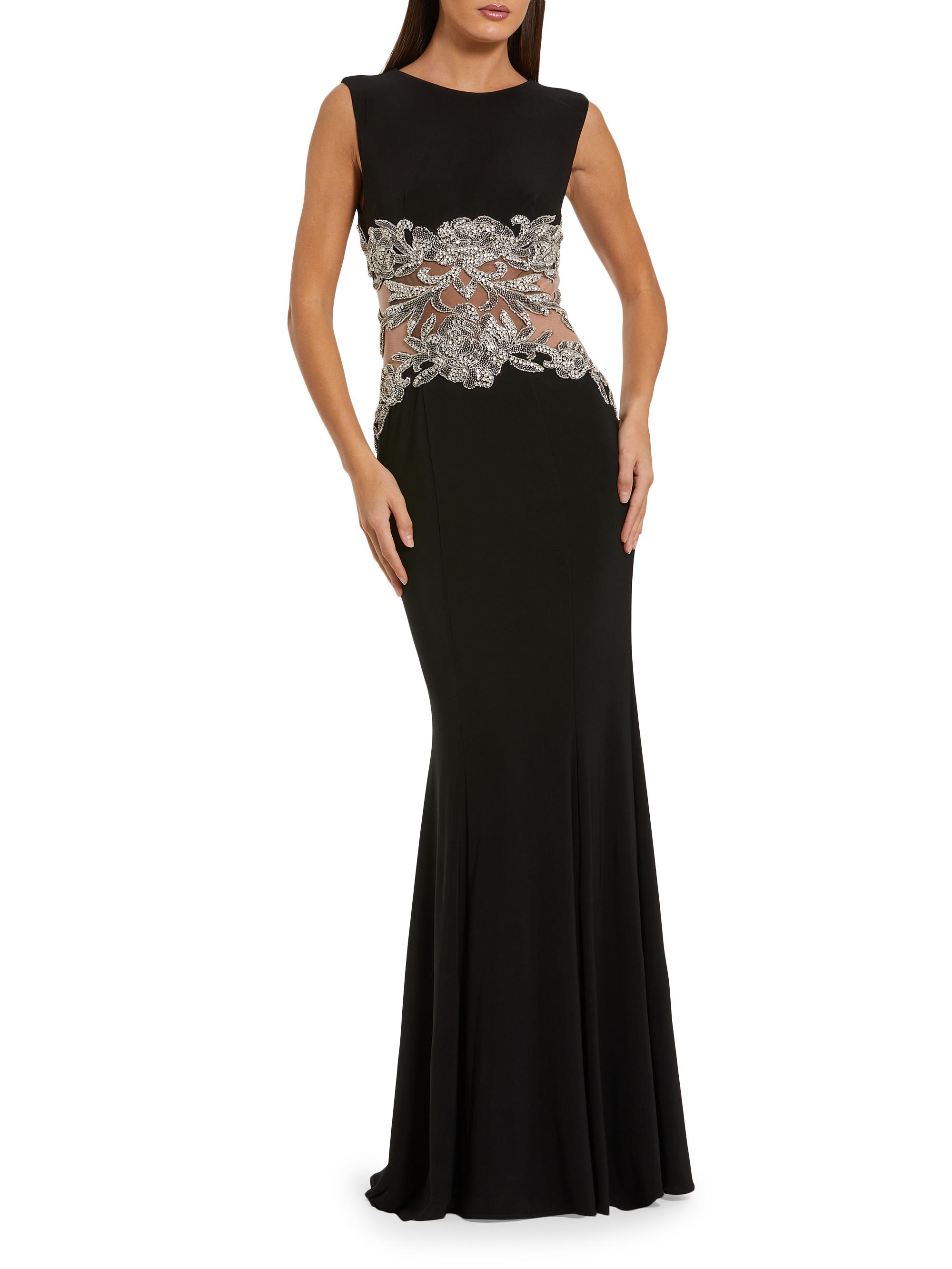 Mac Duggal Women's Beaded-Waist SleevelessJersey Gown - Black