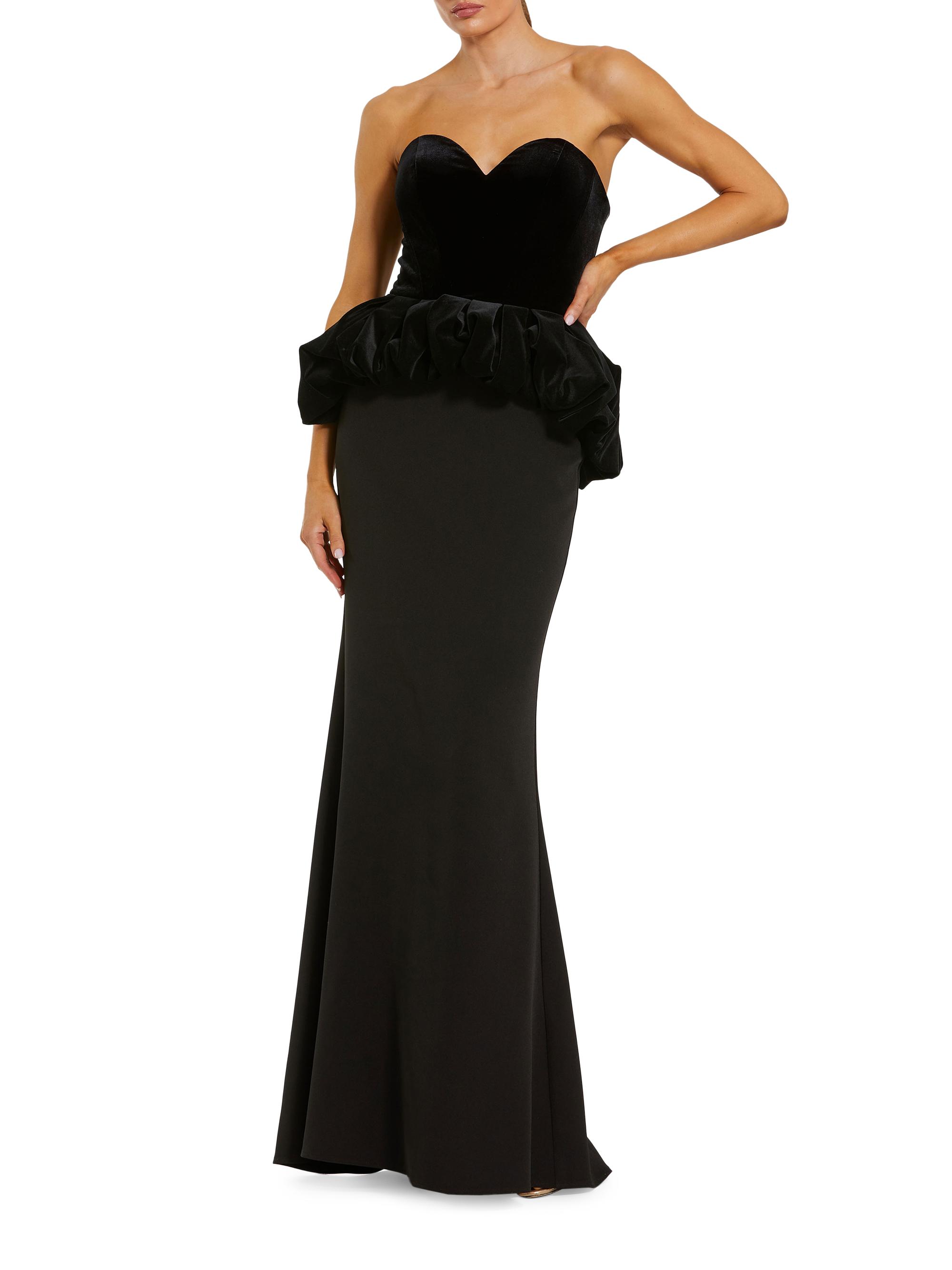 Mac Duggal Women's Mixed-Media Strapless Peplum Gown - Black