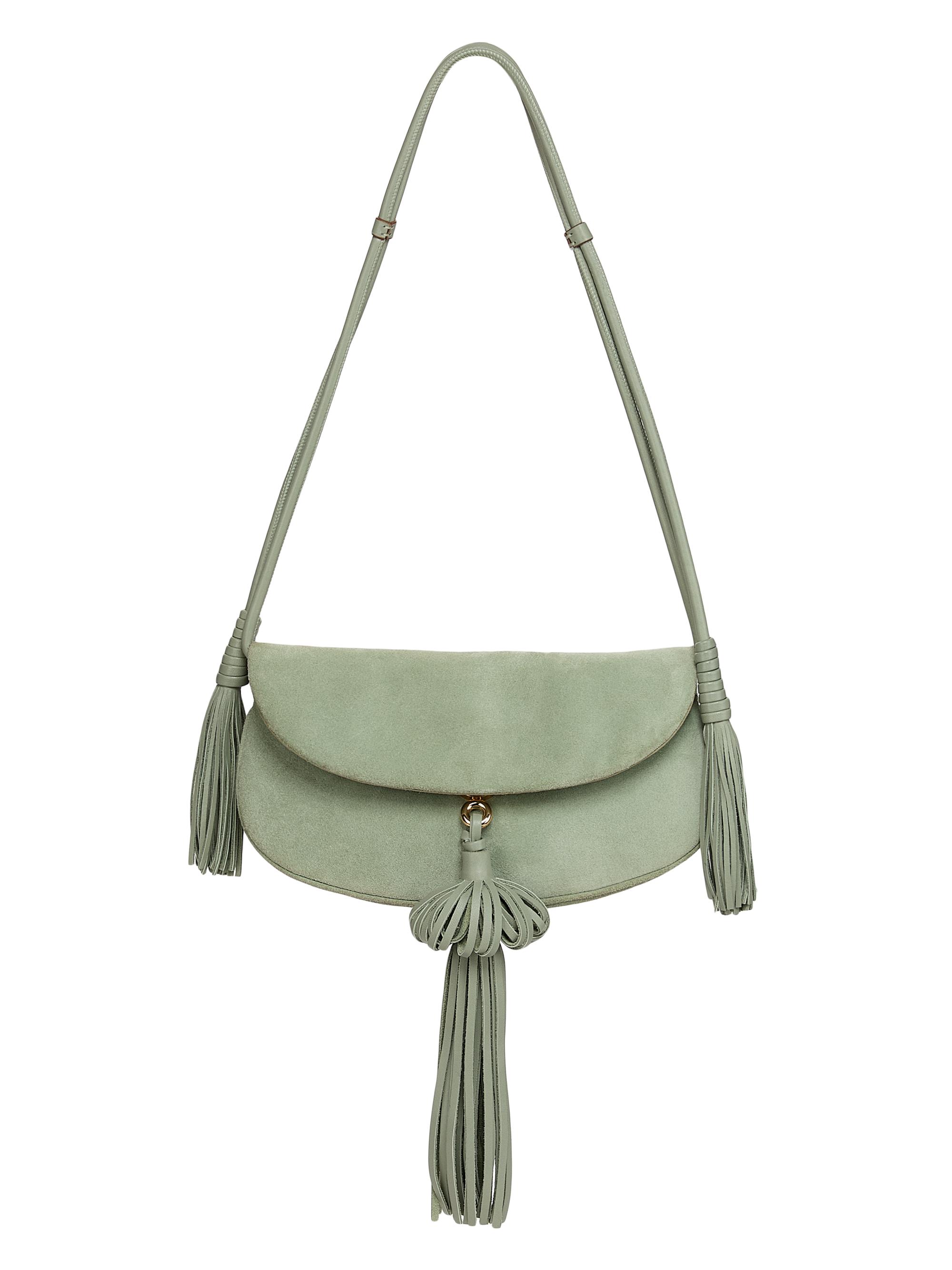 Ulla Johnson Women's Paloma Tassel Suede Shoulder Bag - Sea Glass