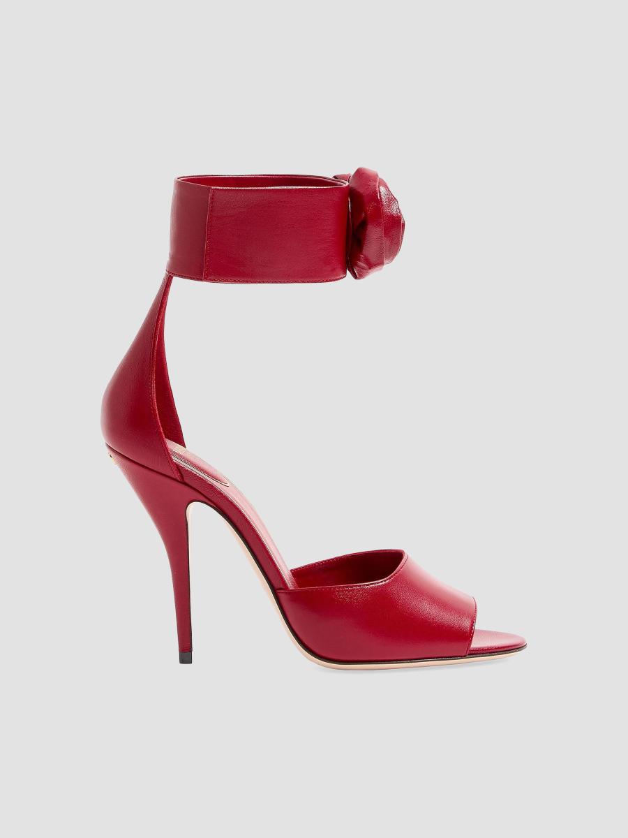 ヴァレンティノ　ビビッドピンク　ミュール Valentino Garavani Drip Rose Kidskin 105MM Sandals with Crystals