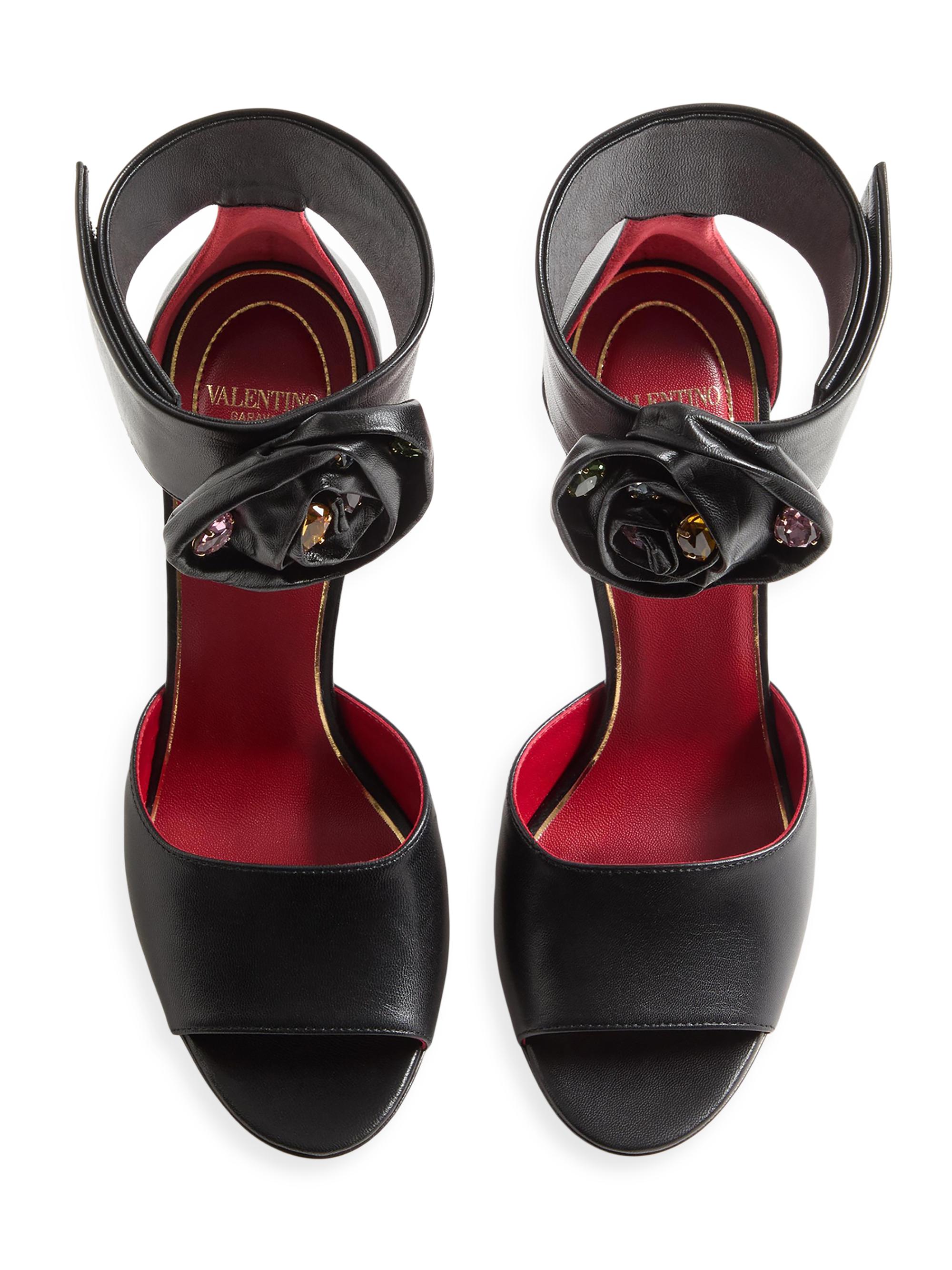 Valentino Garavani Drip 105MM Rose Kidskin Sandals with Crystals