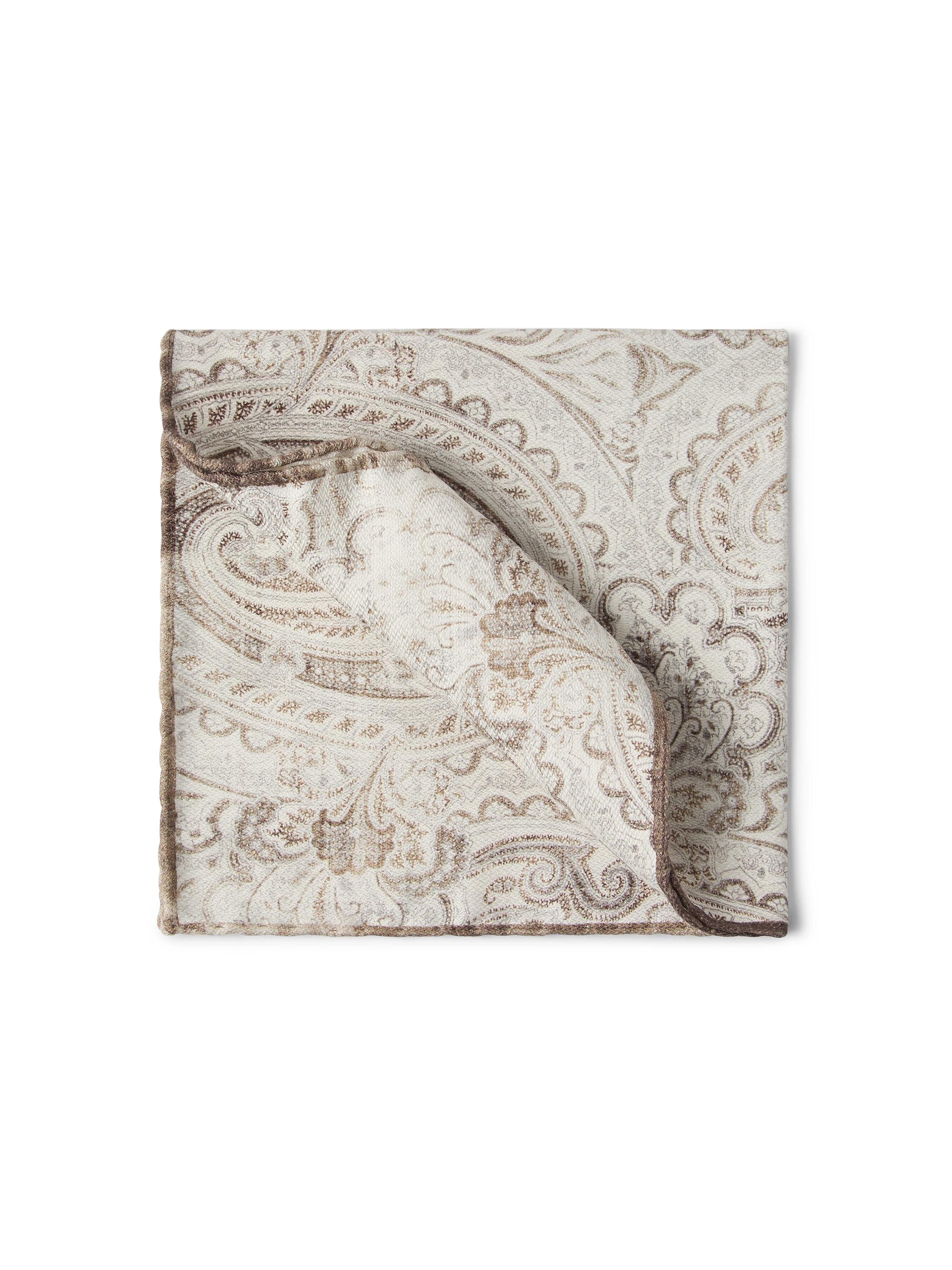 Brunello Cucinelli Men's Double Face Silk Pocket Square with Paisley Design - Panama