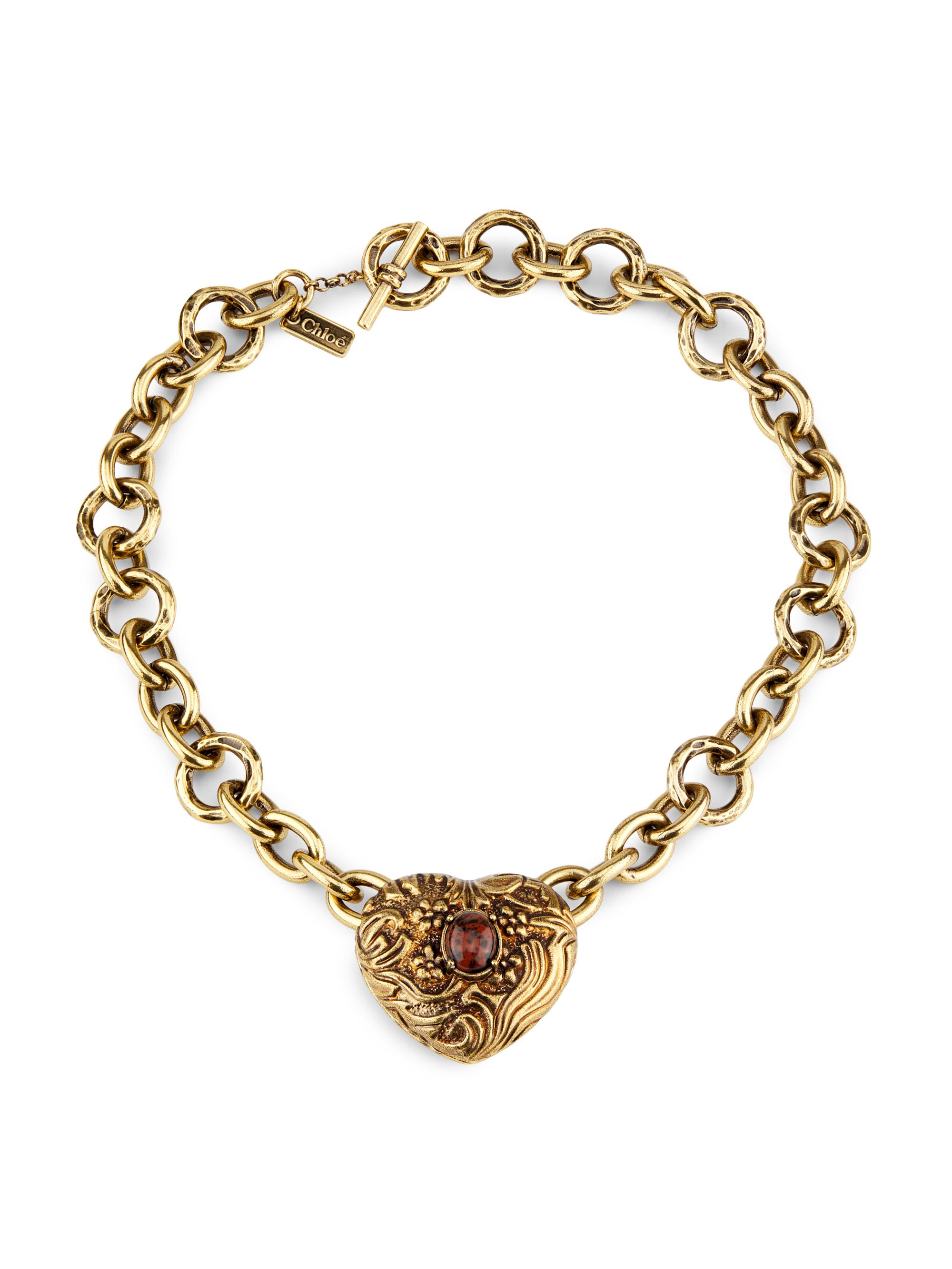 Chloé Women's Château Treasures Goldtone & Brown Obsidian Heart Pendant Necklace - Gold And Black