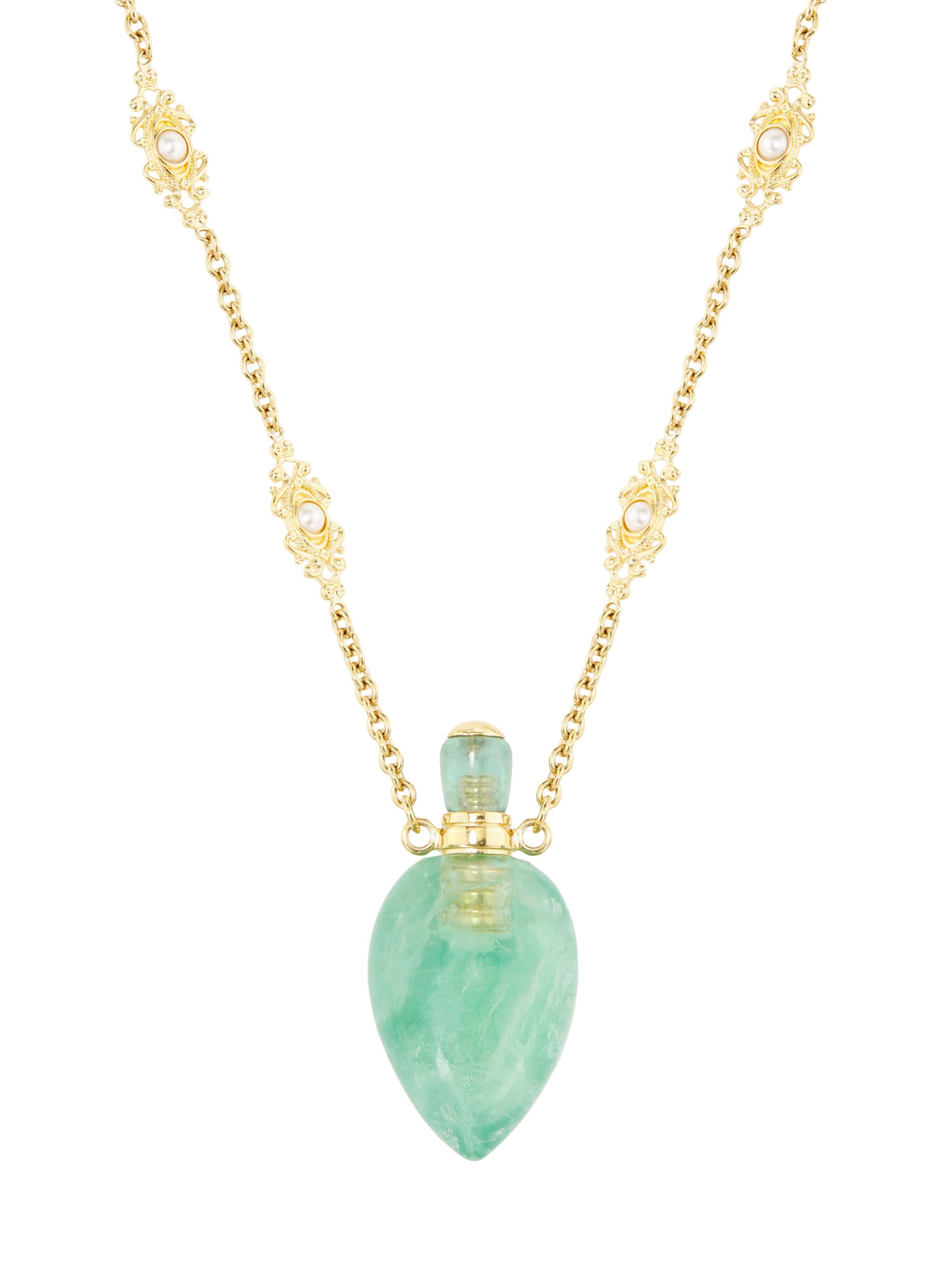 Chloé Women's Goldtone, Fluorite & Imitation Pearl Pendant Necklace - Mineral Green
