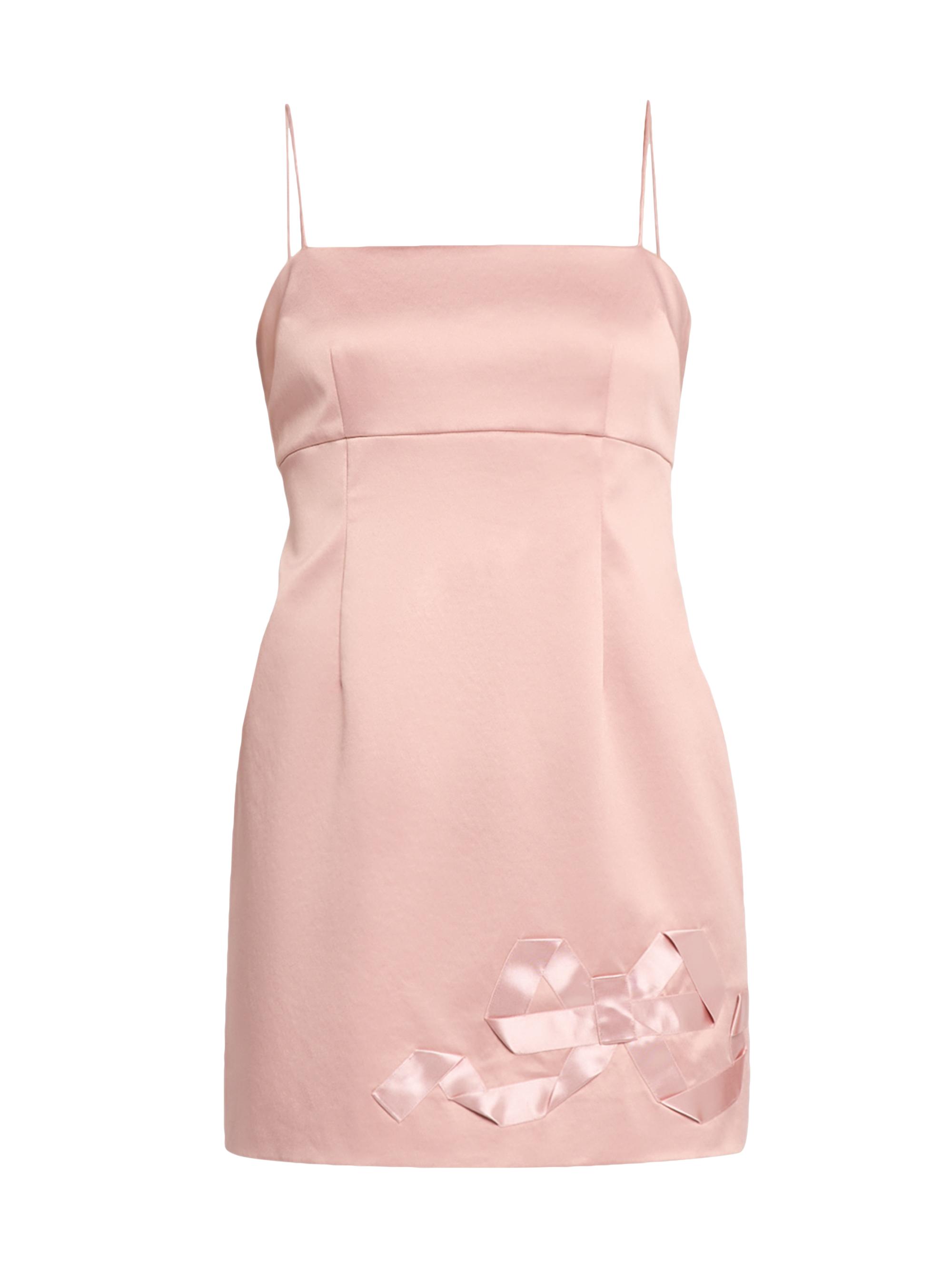 LoveShackFancy Women's Avena Satin Bow Minidress - Dusty Pink