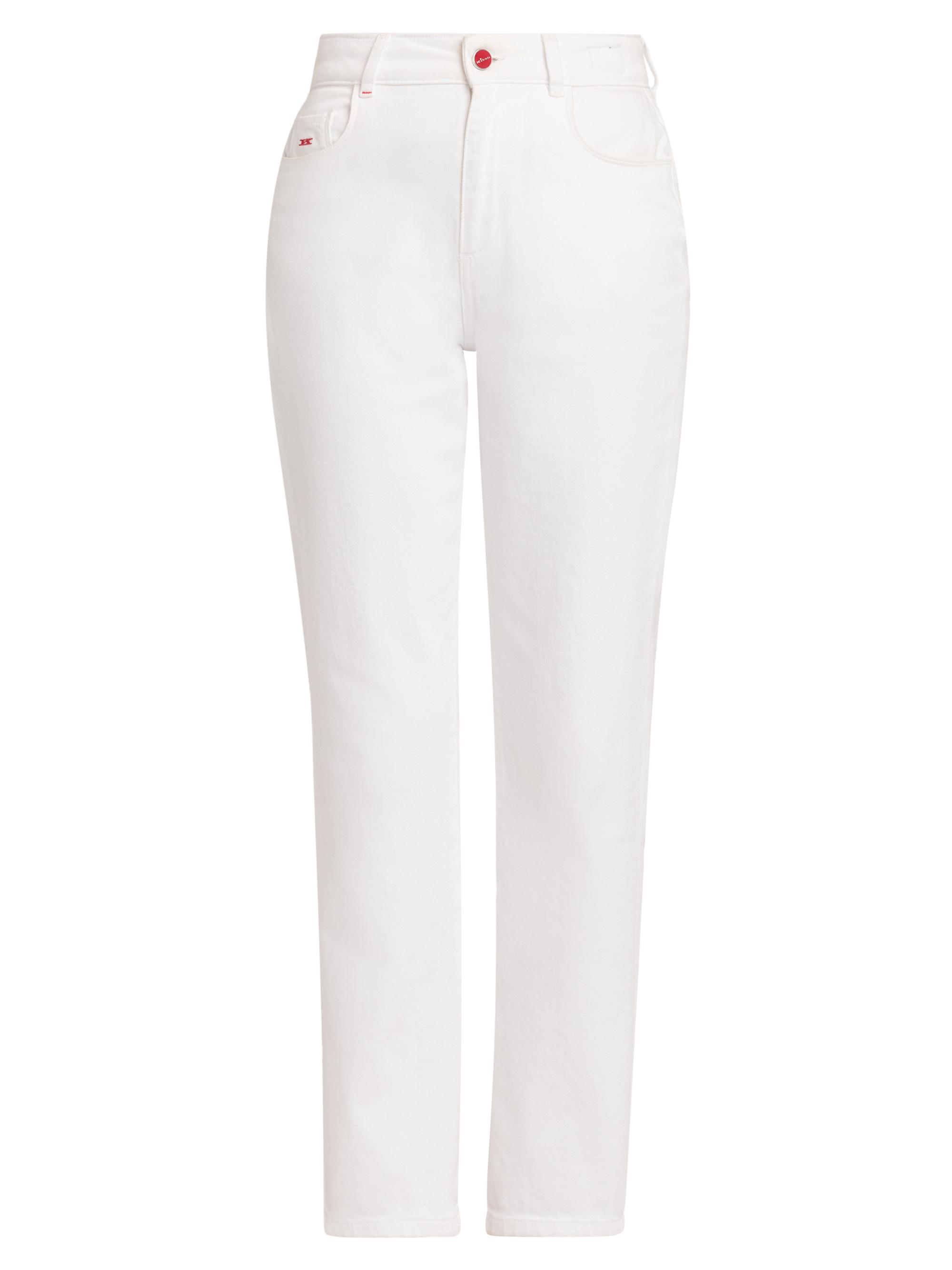 Kiton Women's Stretch Cotton Straight Mid-Rise Jeans - White