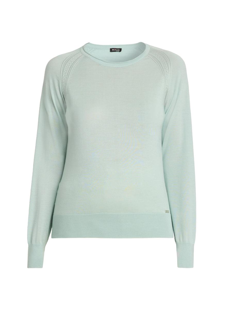 Kiton Women's Crewneck Cashmere-silk Sweater In Green