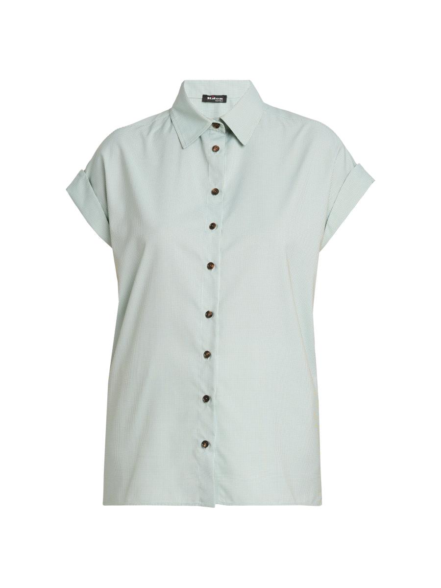 Kiton Women's Cuffed Silk-blend Shirt In Green
