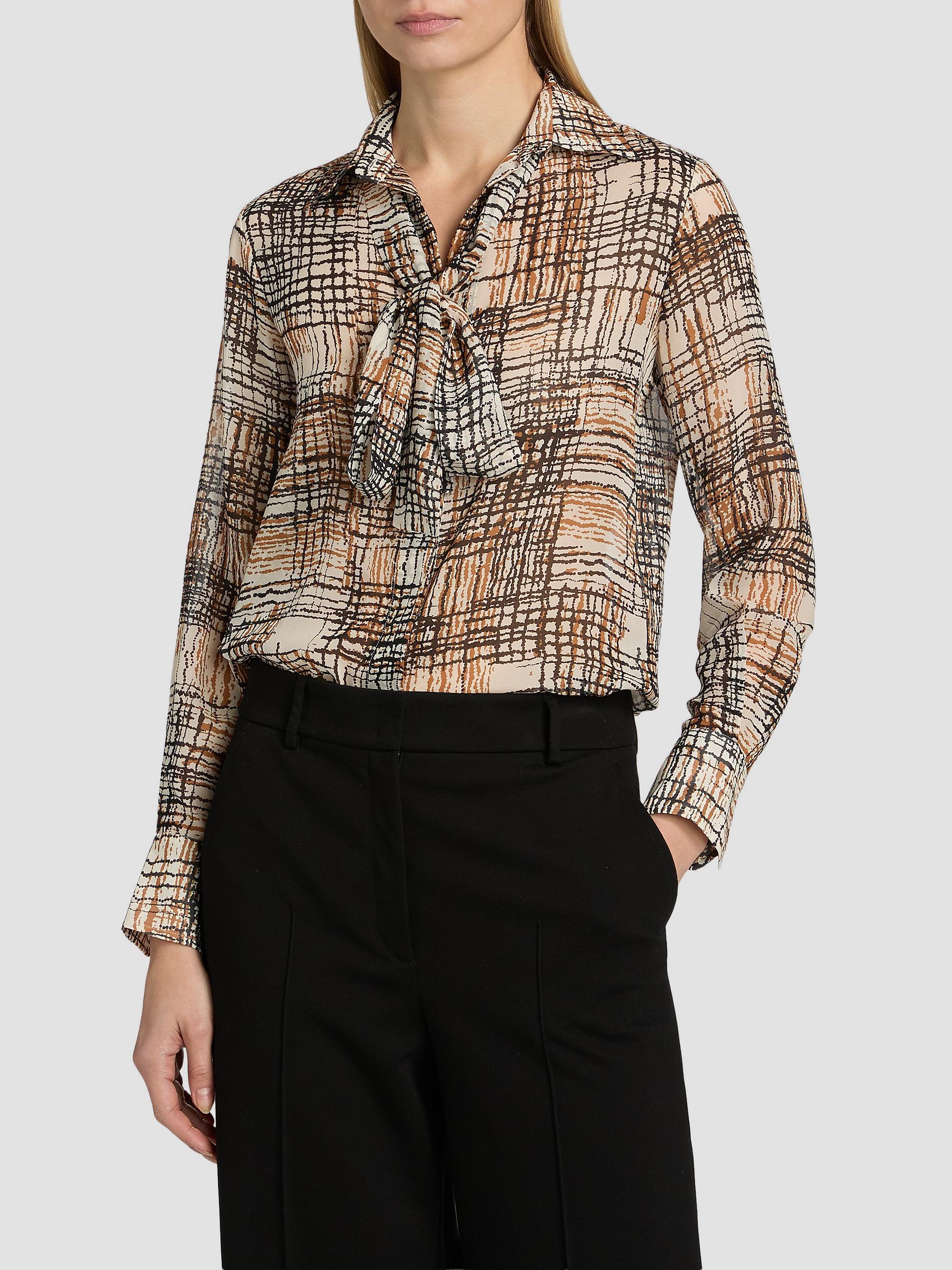 Kiton Women's Silk Printed Chiffon Shirt - Black Leather | Thumbnail 3