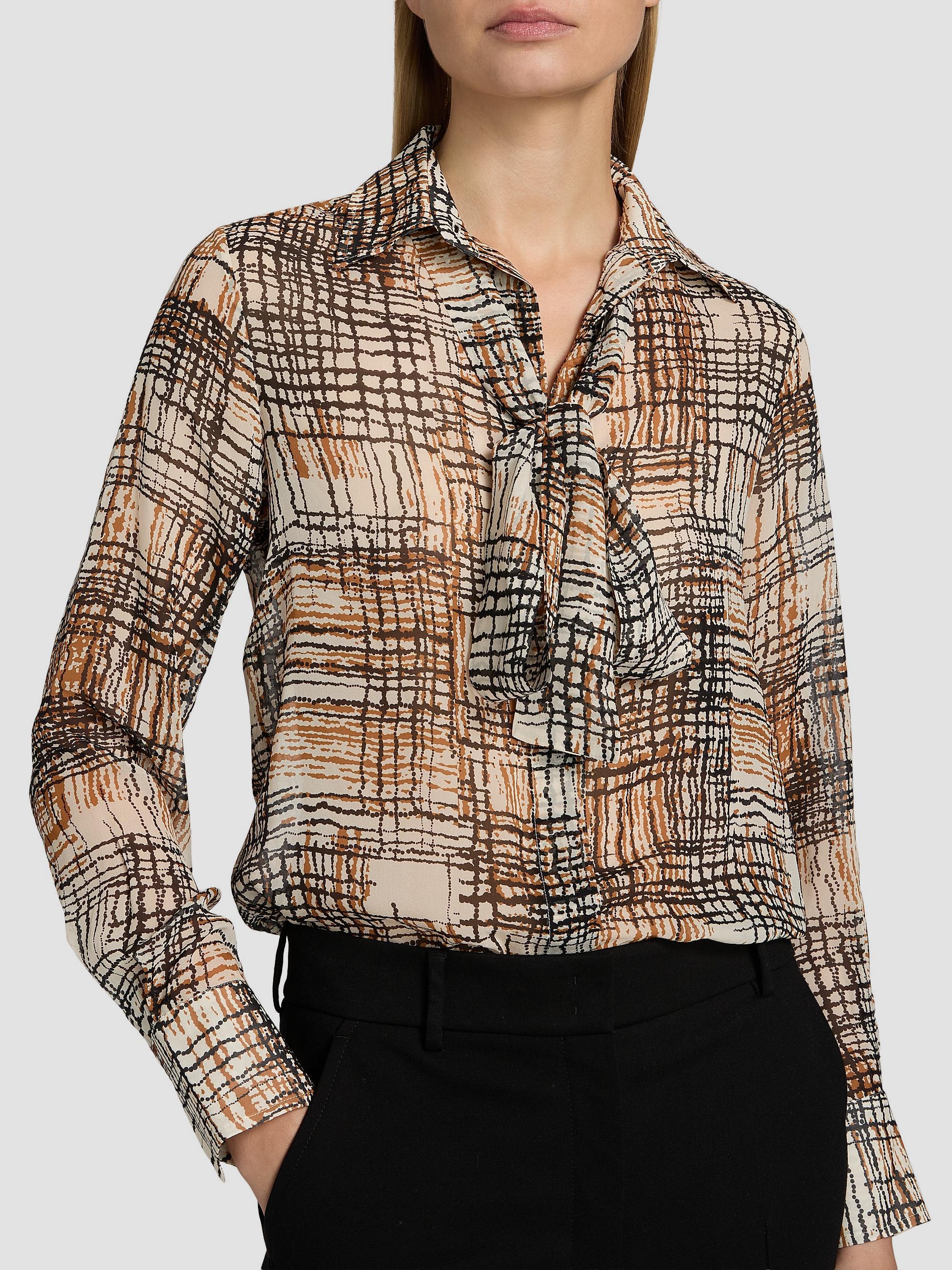 Kiton Women's Silk Printed Chiffon Shirt - Black Leather | Thumbnail 6