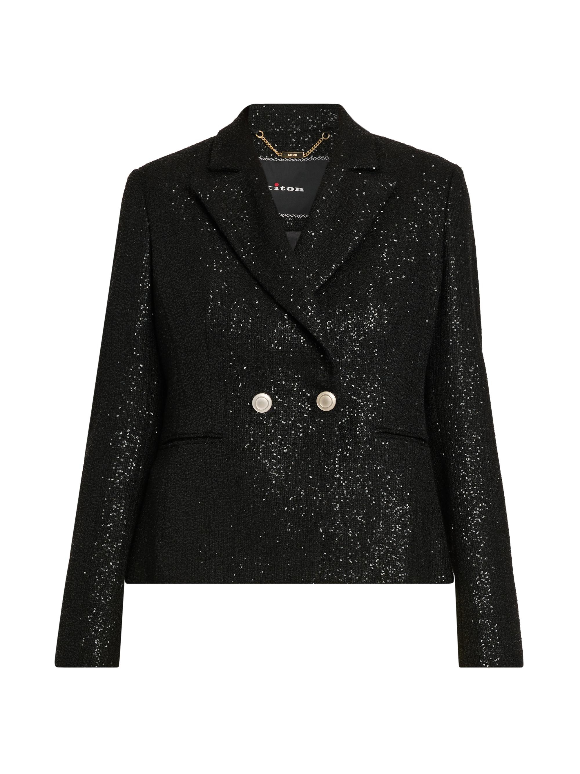 Kiton Women's Metallic Double-Breasted Blazer - Black