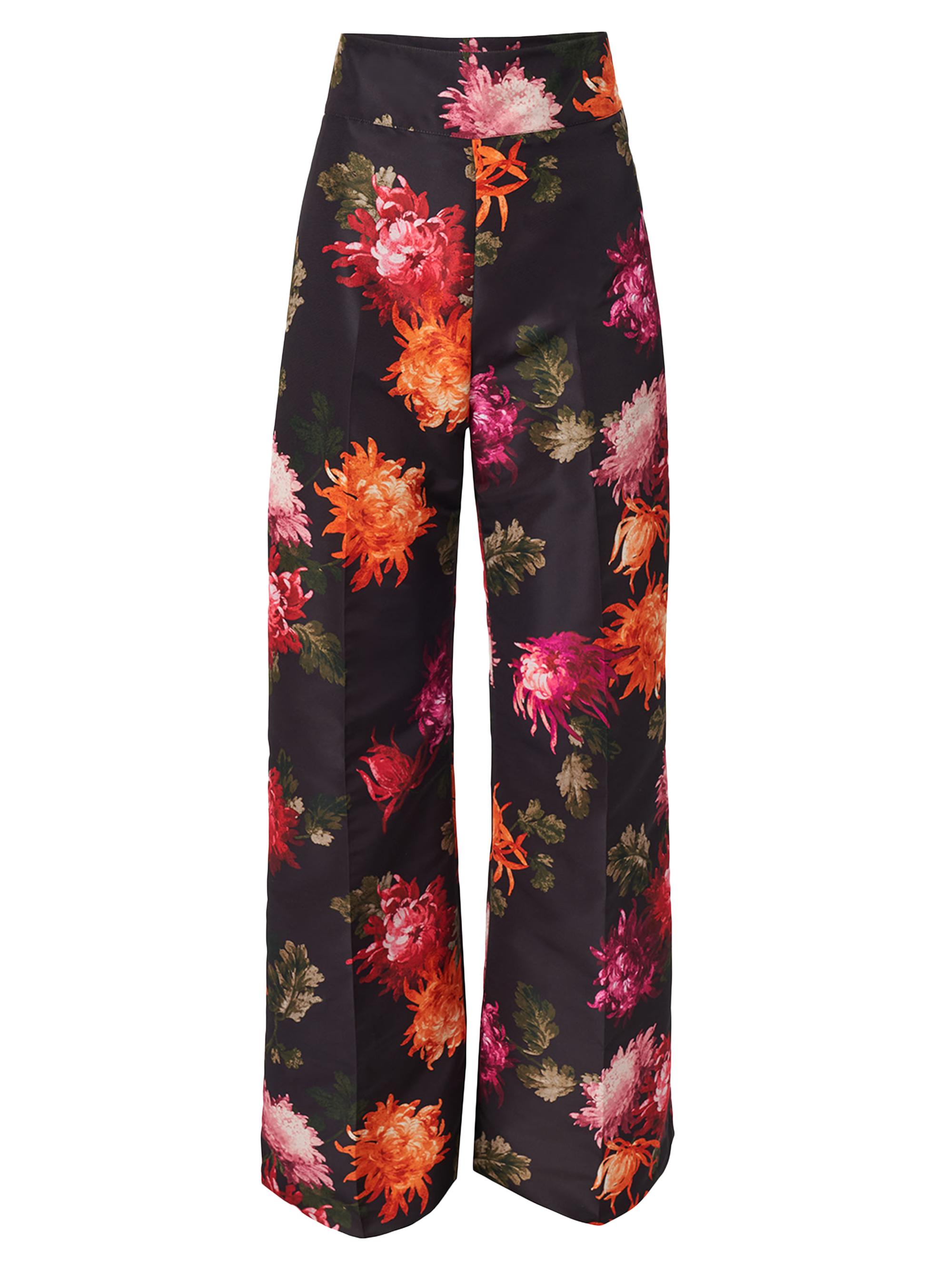 Carolina Herrera Women's Diane Floral Faille Wide-Leg Pants - Black Multi